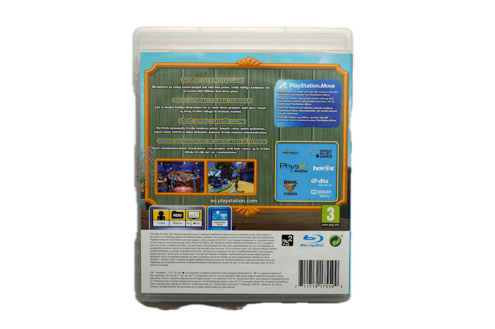 Carnival Island Move - PS3 Move (Brugt) – Alder: PEGI 3 – PlayStation 3 – Back cover