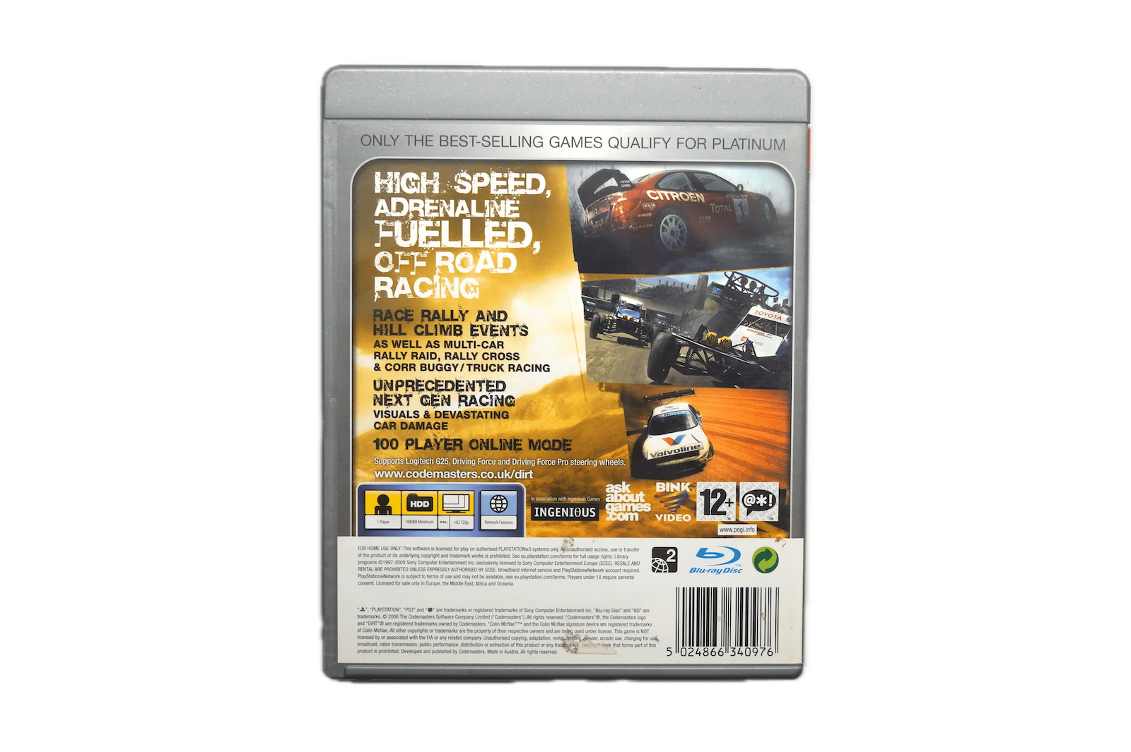 Colin McRae DiRT Platinum Edition – PS3 (Brugt) – Back cover