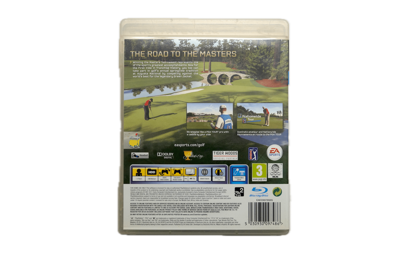 Masters Tiger Woods PGA Tour 12 - PS3 Move (Brugt) – Back cover