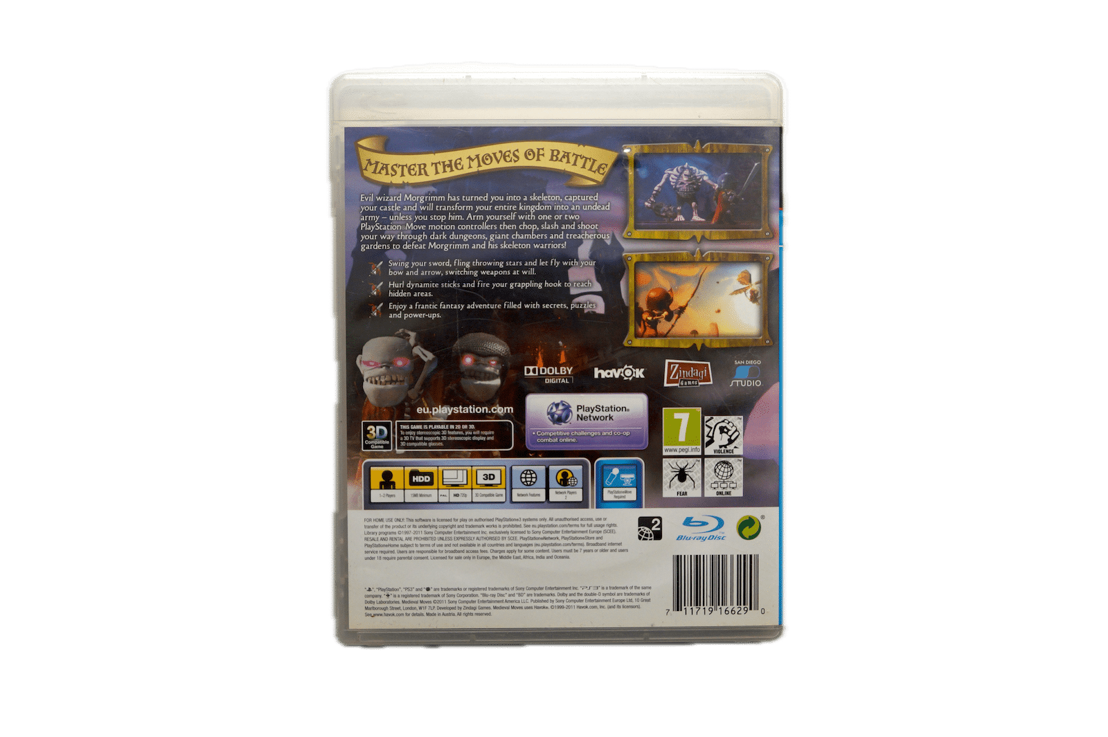 Medieval Moves - PS3 Move (Brugt) – Alder: PEGI 7 – PlayStation 3 – Back cover