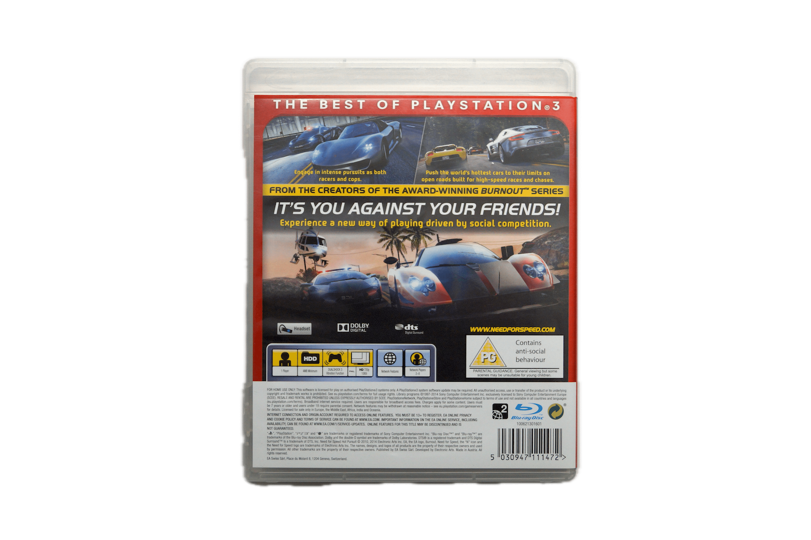 Need For Speed Hot Pursuit Essentials - PS3 (Brugt) – Back cover