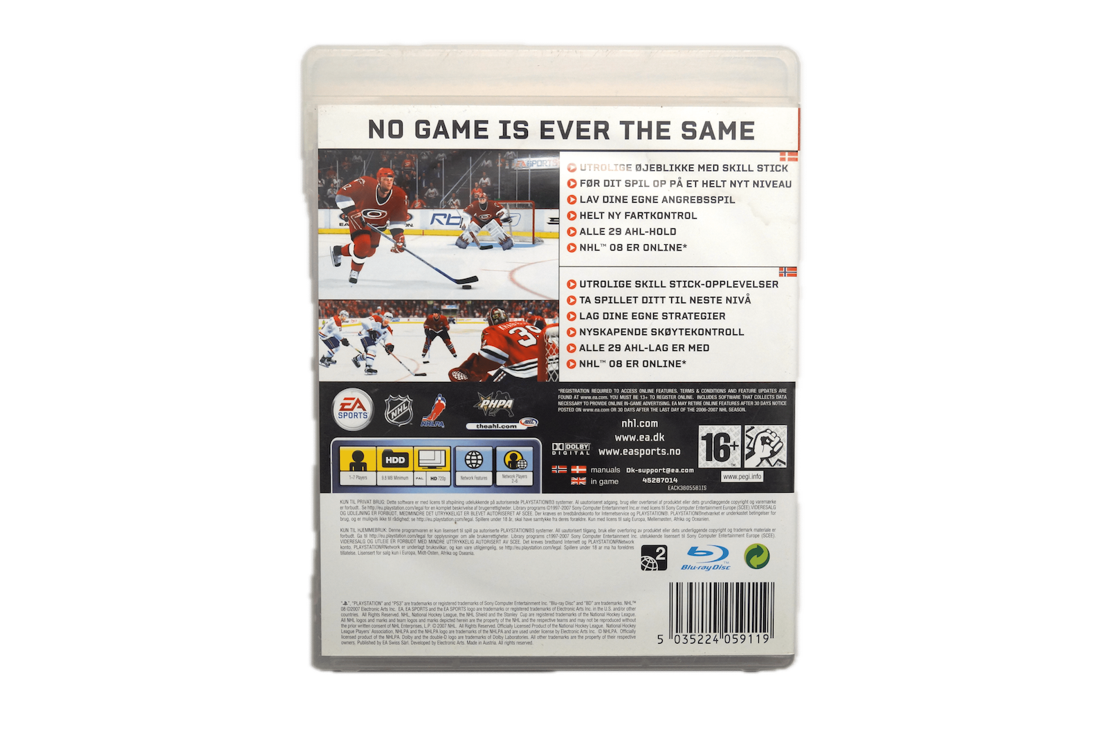 NHL 08 - PS3 (Brugt) – Alder: PEGI 16 – PlayStation 3 – Back cover