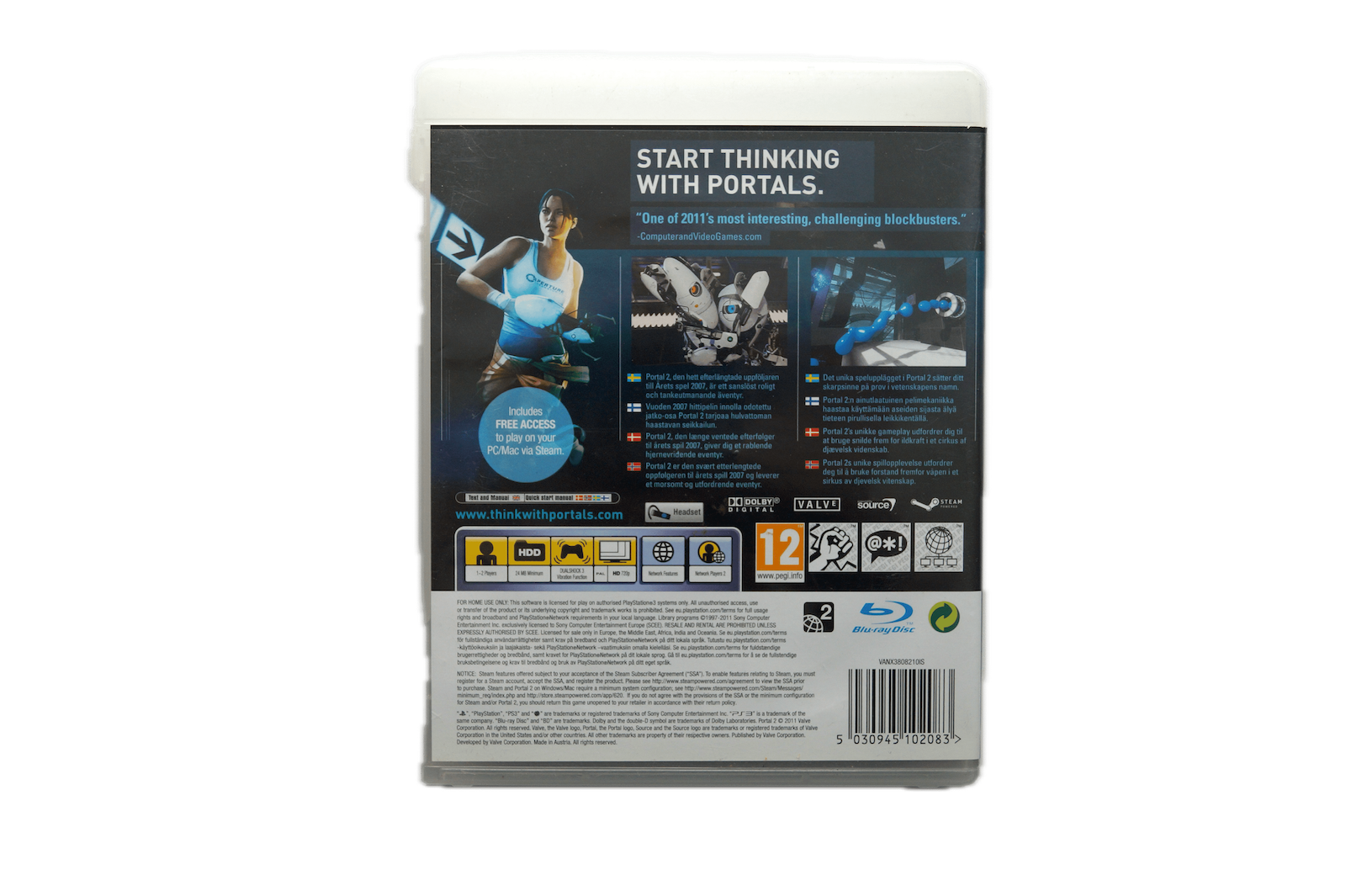 Portal 2 - PS3 Move (Brugt) – Back cover