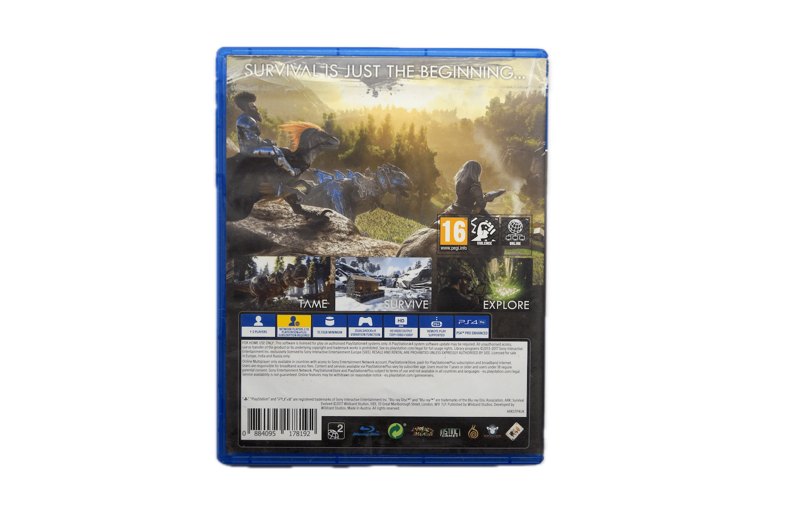 ARK: Survival Evolved - PS4 (Brugt) – Alder: PEGI 16 – PlayStation 4 – Back cover