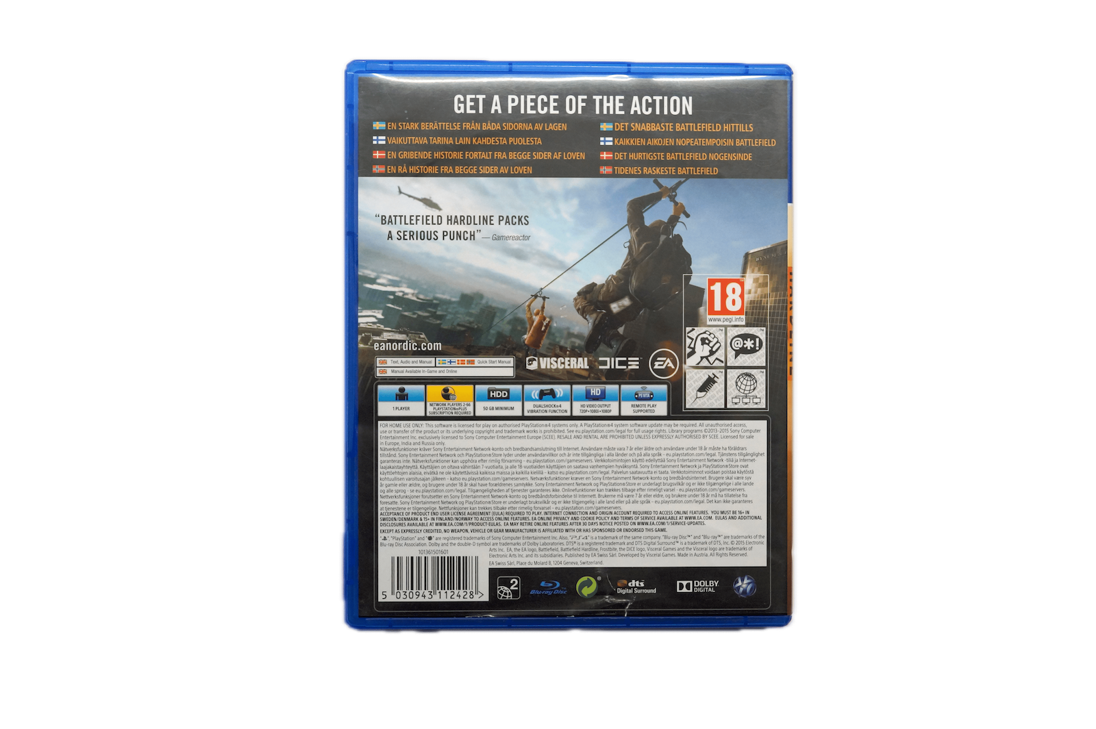 Battlefield Hardline – PS4 (Brugt) – Alder: PEGI 18 – PlayStation 4 – Back cover