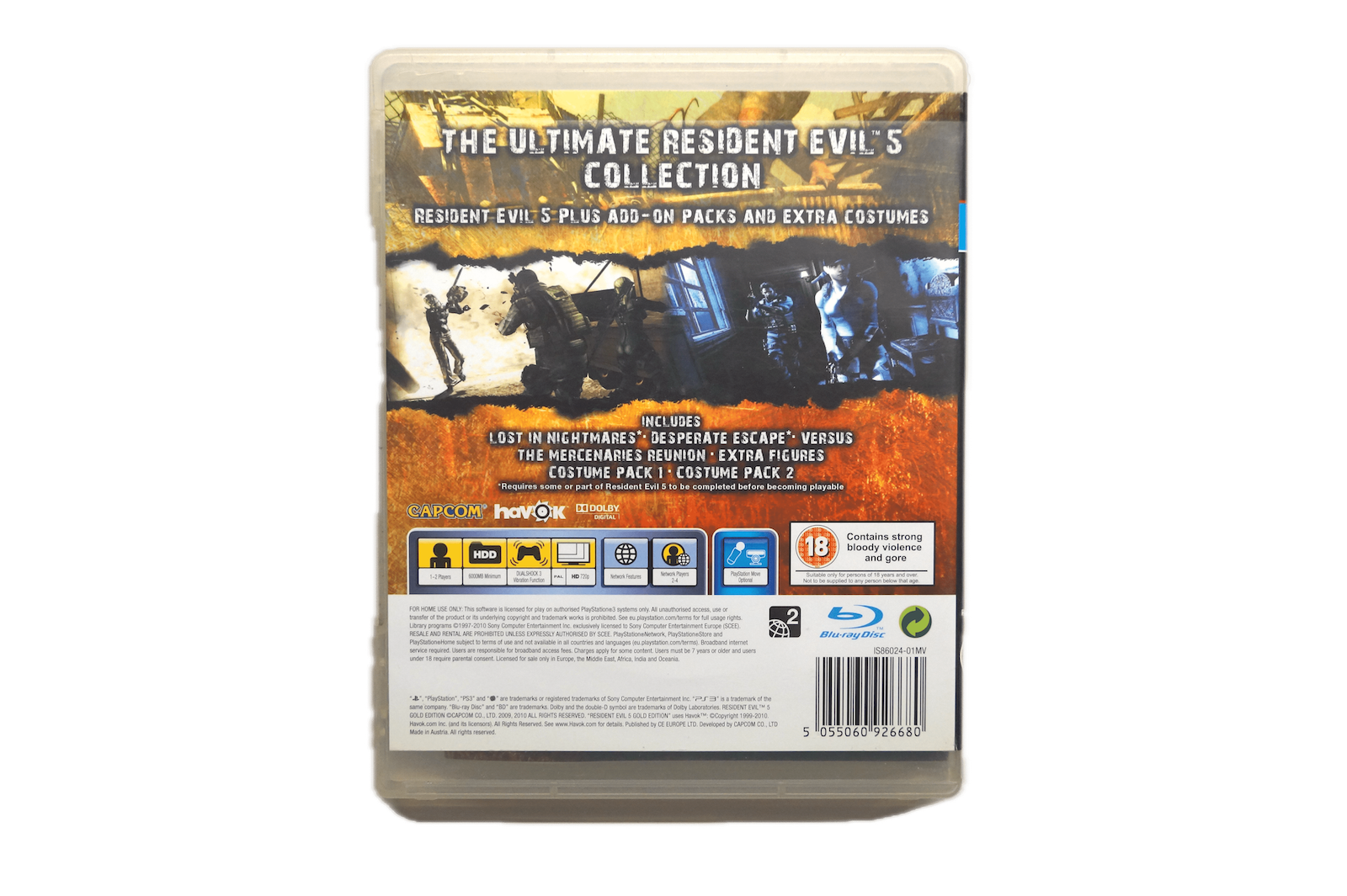 Resident Evil 5: Gold Edition – PS3 Move (Brugt) – Alder: PEGI 18 – PlayStation 3 – Back cover