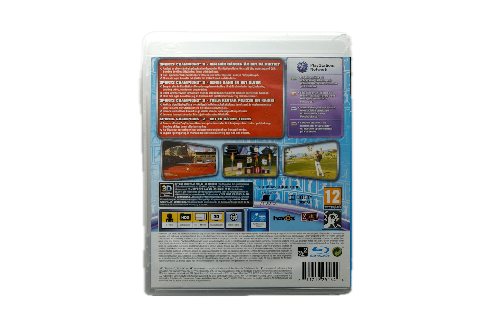 Sports Champions 2 - PS3 Move (Brugt) – Alder: PEGI 12 – PlayStation 3 – Back cover