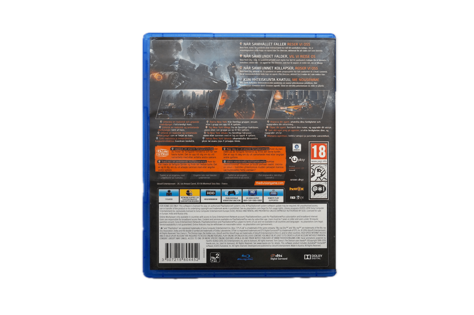Tom Clancy’s The Division – PS4 (Brugt) – Alder: PEGI 18 – PlayStation 4 – Back cover