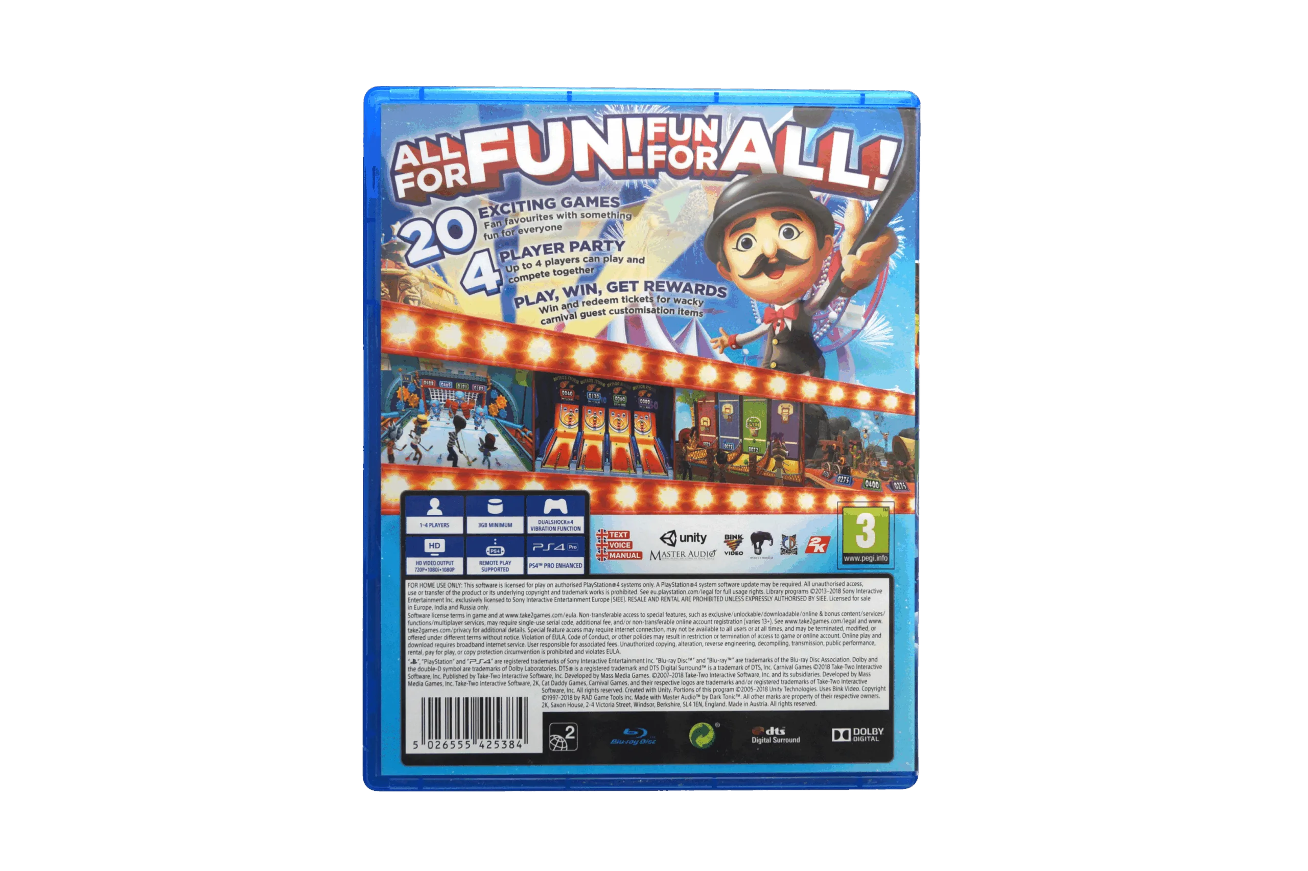 Carnival Games – PS4 (Brugt) – Alder: PEGI 3 – PlayStation 4 – Back cover