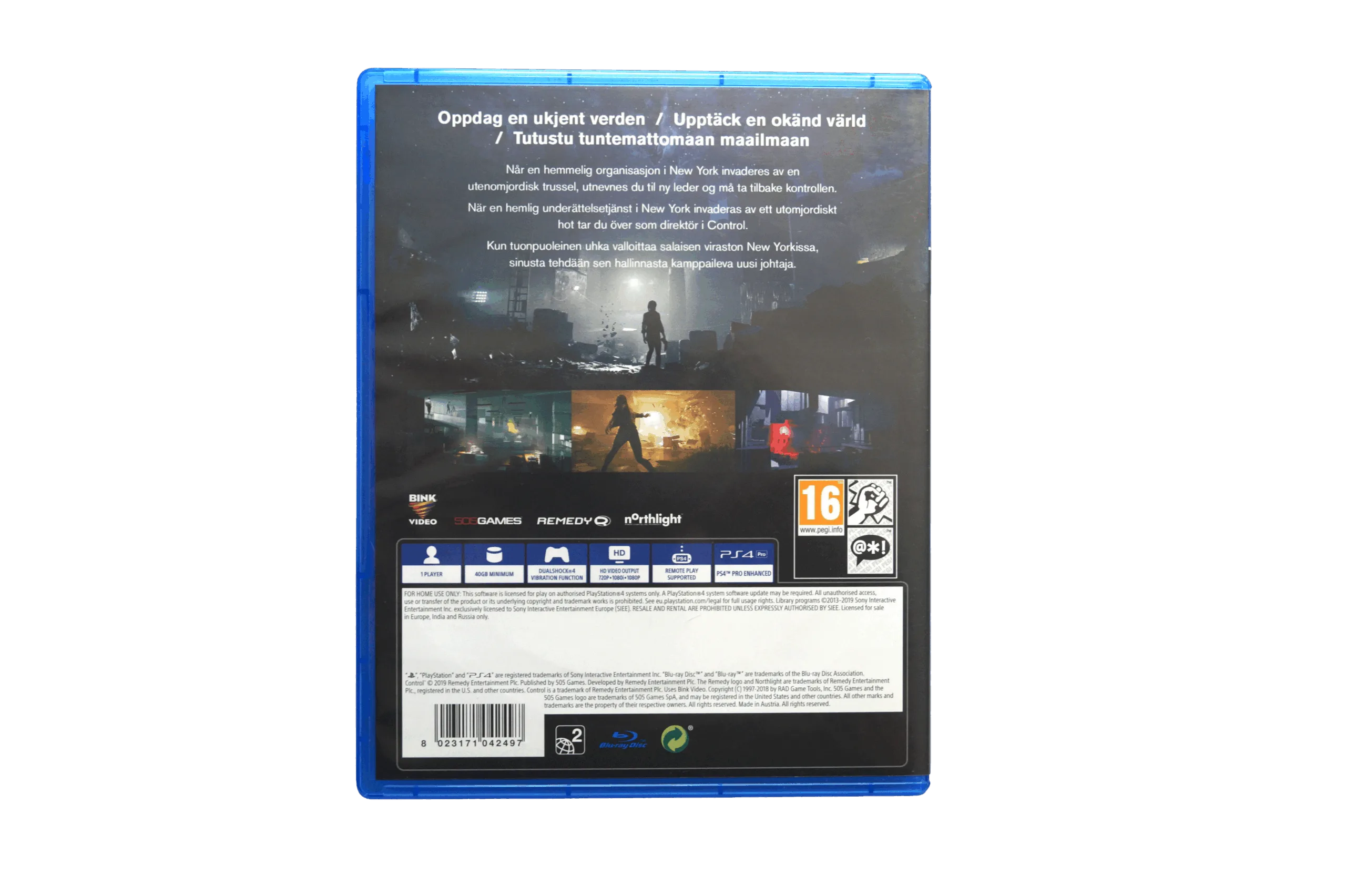 Control – PS4 (Brugt) – Alder: PEGI 16 – PlayStation 4 – Back cover