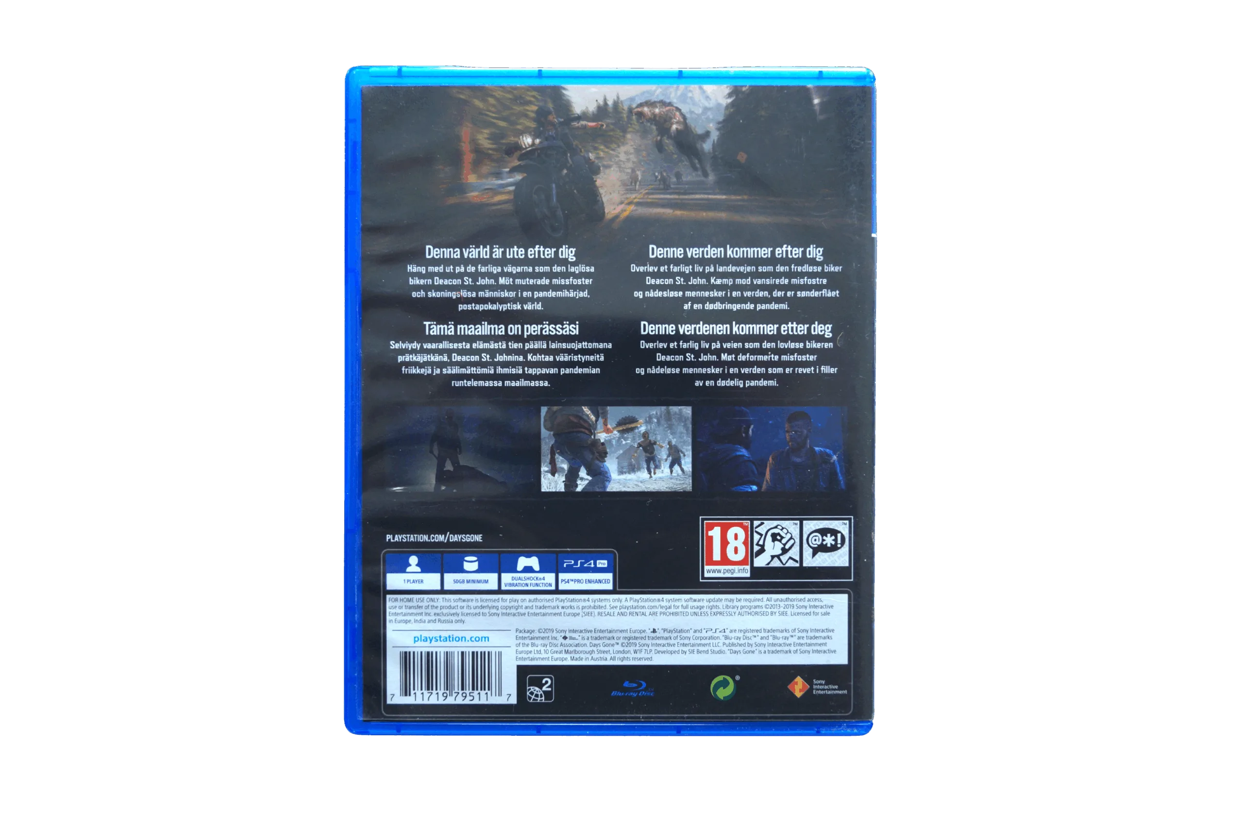 Days Gone – PS4 (Brugt) – Alder: PEGI 18 – PlayStation 4 – Back cover