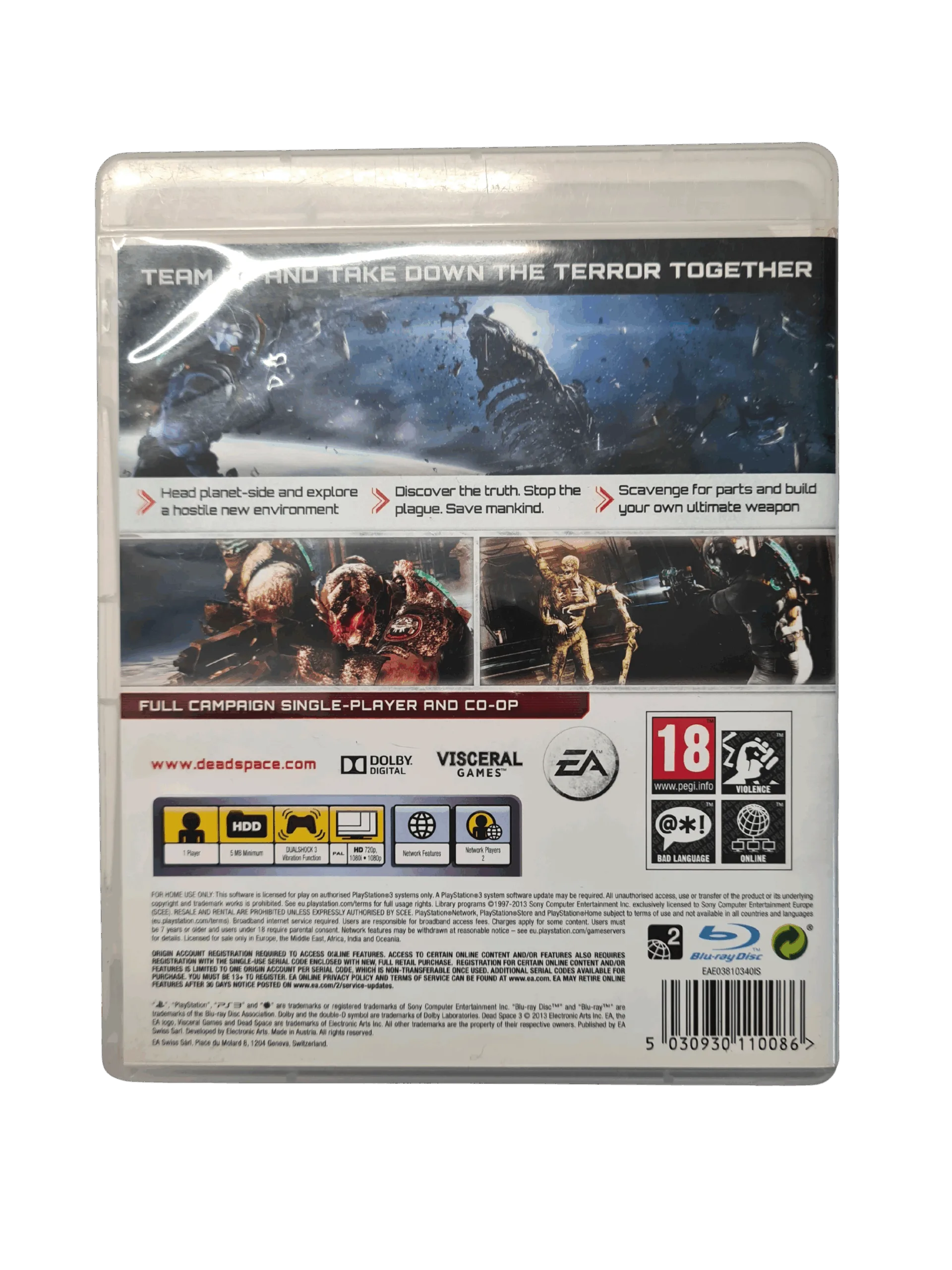 Dead Space 3 - PS3 (Brugt) – Back cover