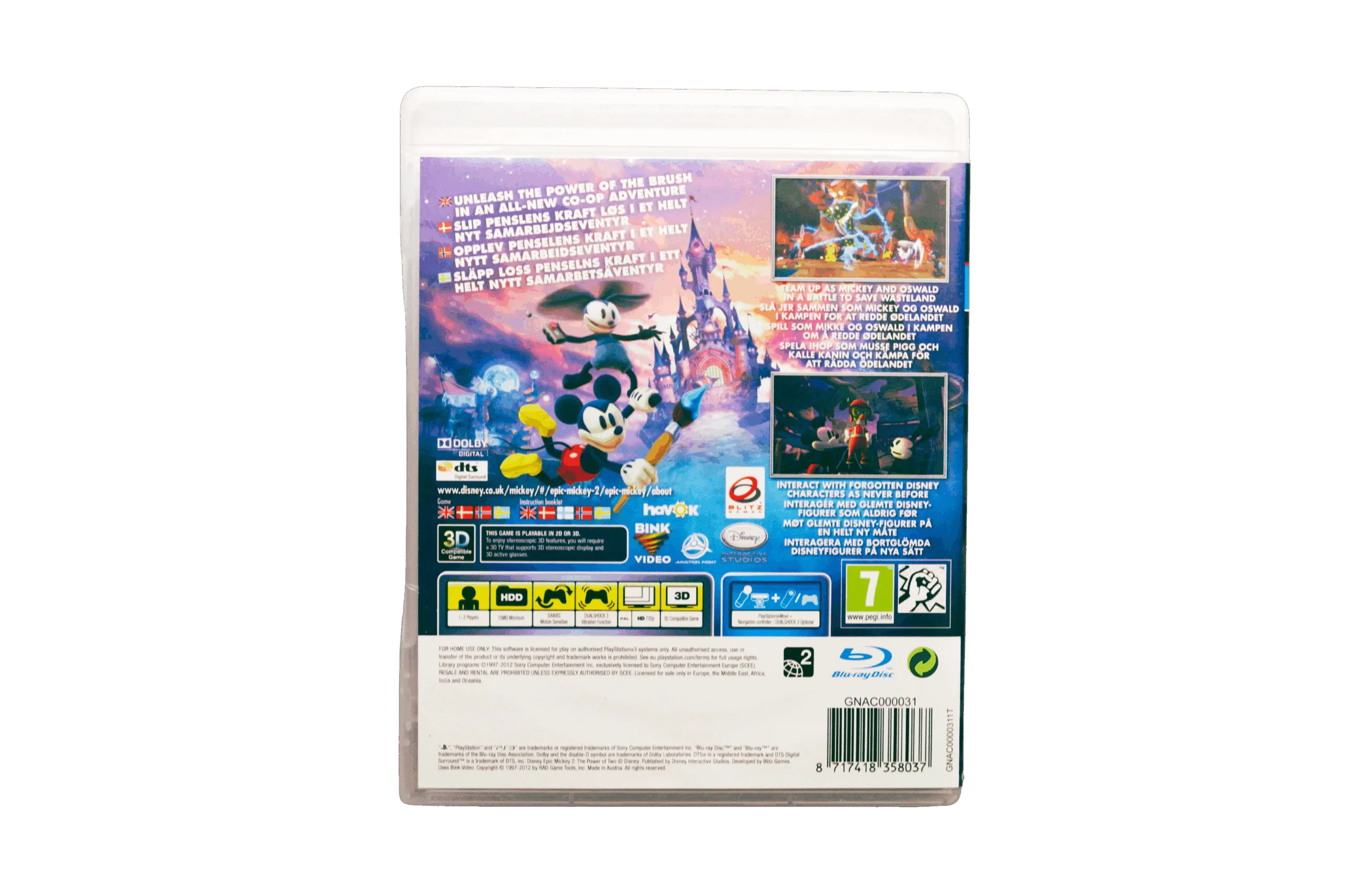 Disney Epic Mickey 2: The Power of Two – PS3 (Brugt) – Back cover