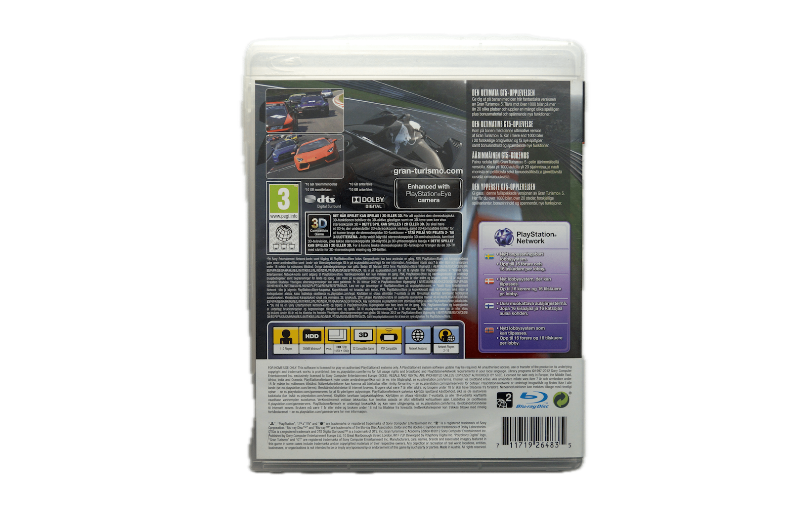 Gran Turismo 5: Academy Edition – PS3 (Brugt) – Back cover