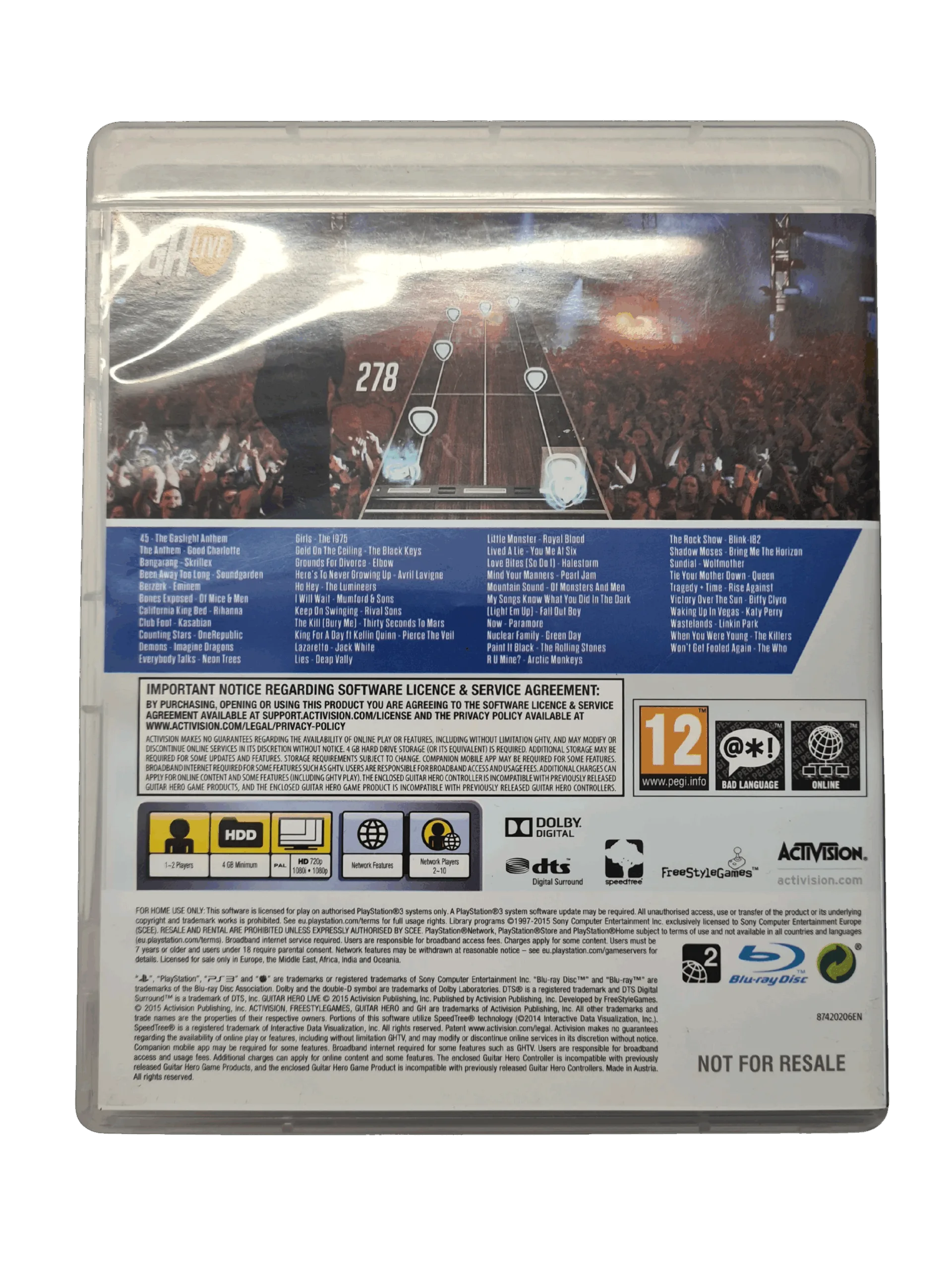 Guitar Hero Live - PS3 (Brugt) – Back cover
