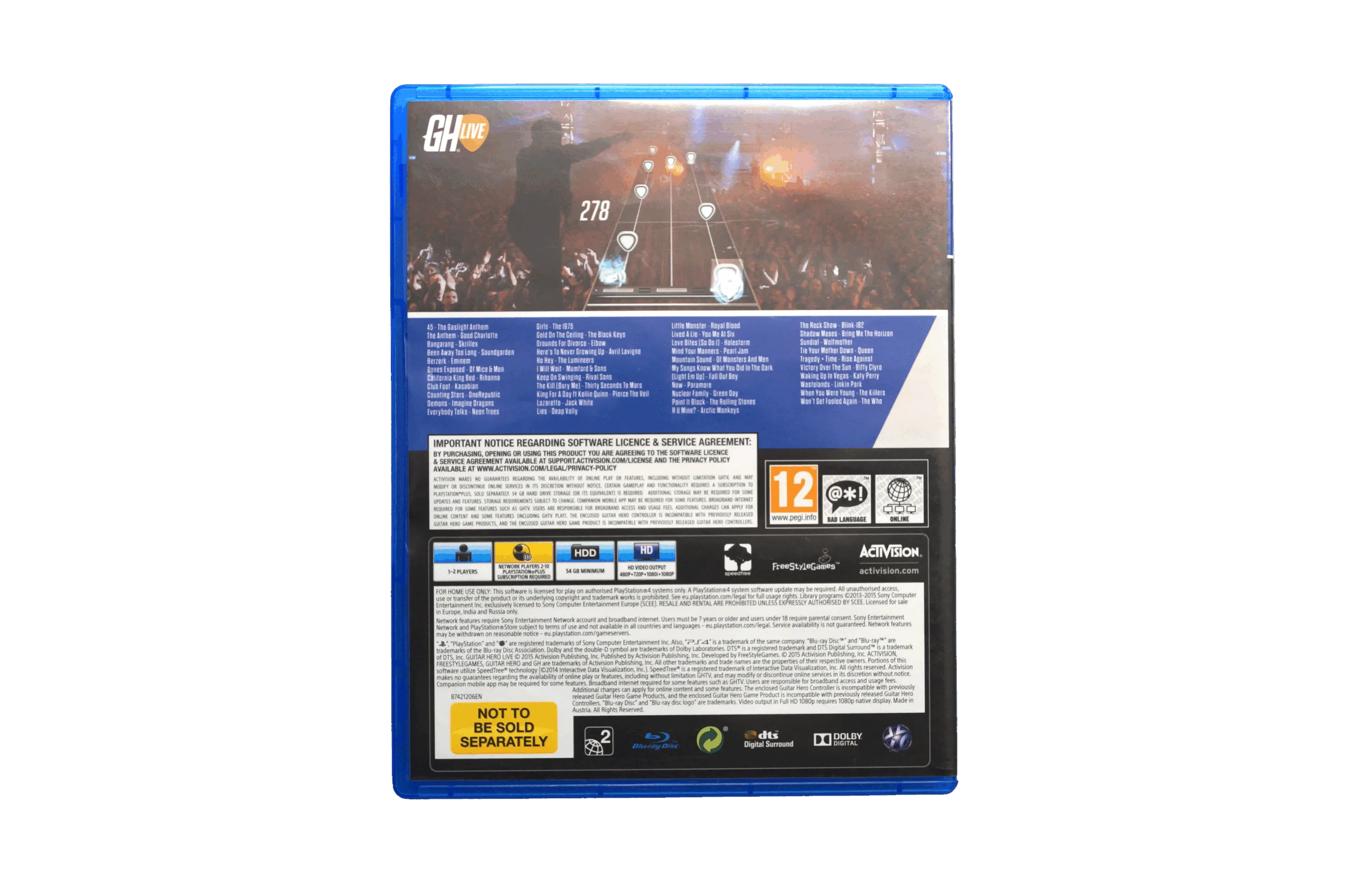 Guitar Hero Live – PS4 (Brugt) – Alder: PEGI 12 – PlayStation 4 – Back cover
