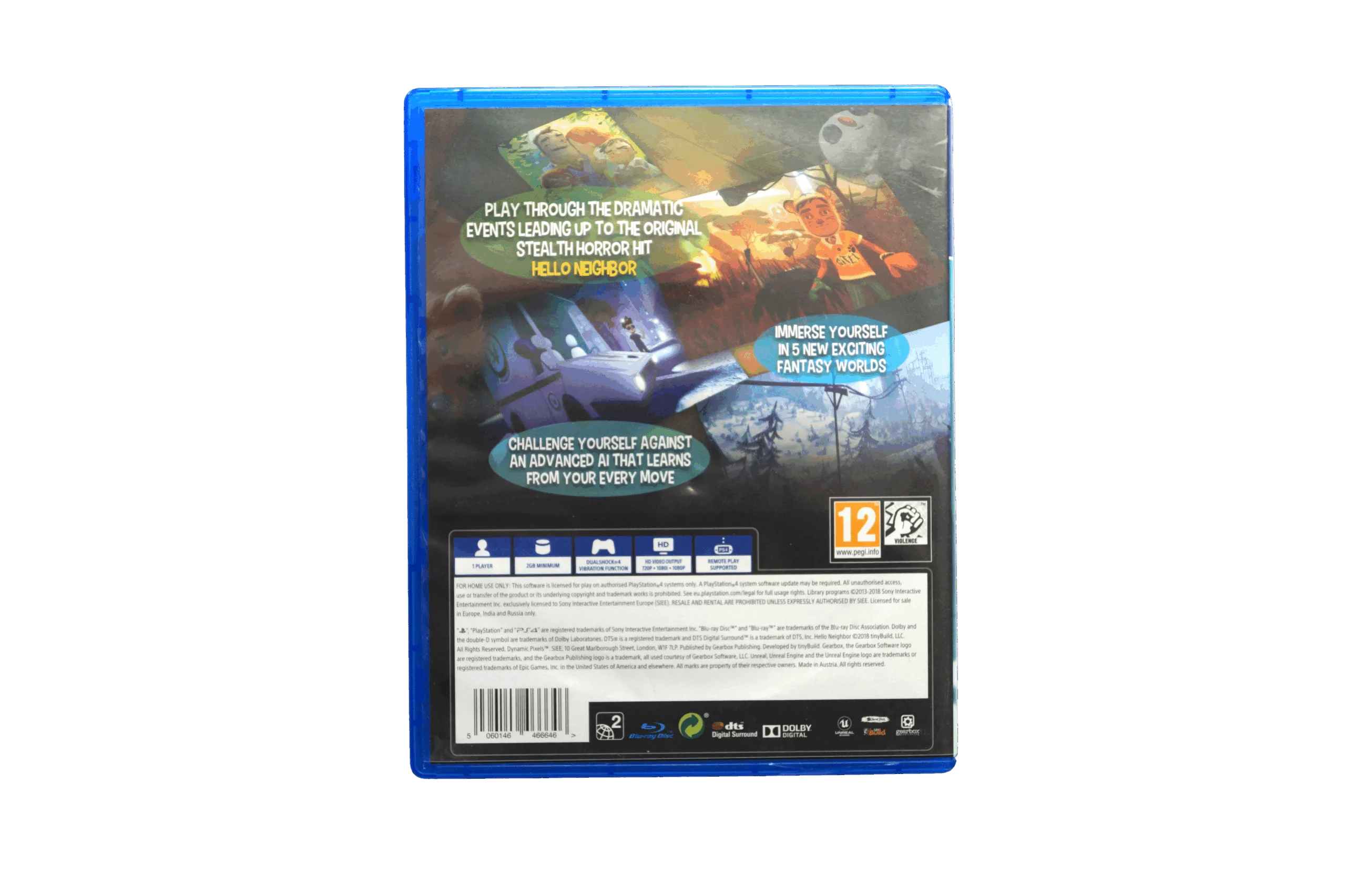 Hello Neighbor: Hide & Seek – PS4 (Brugt) – Alder: PEGI 12 – PlayStation 4 – Back cover