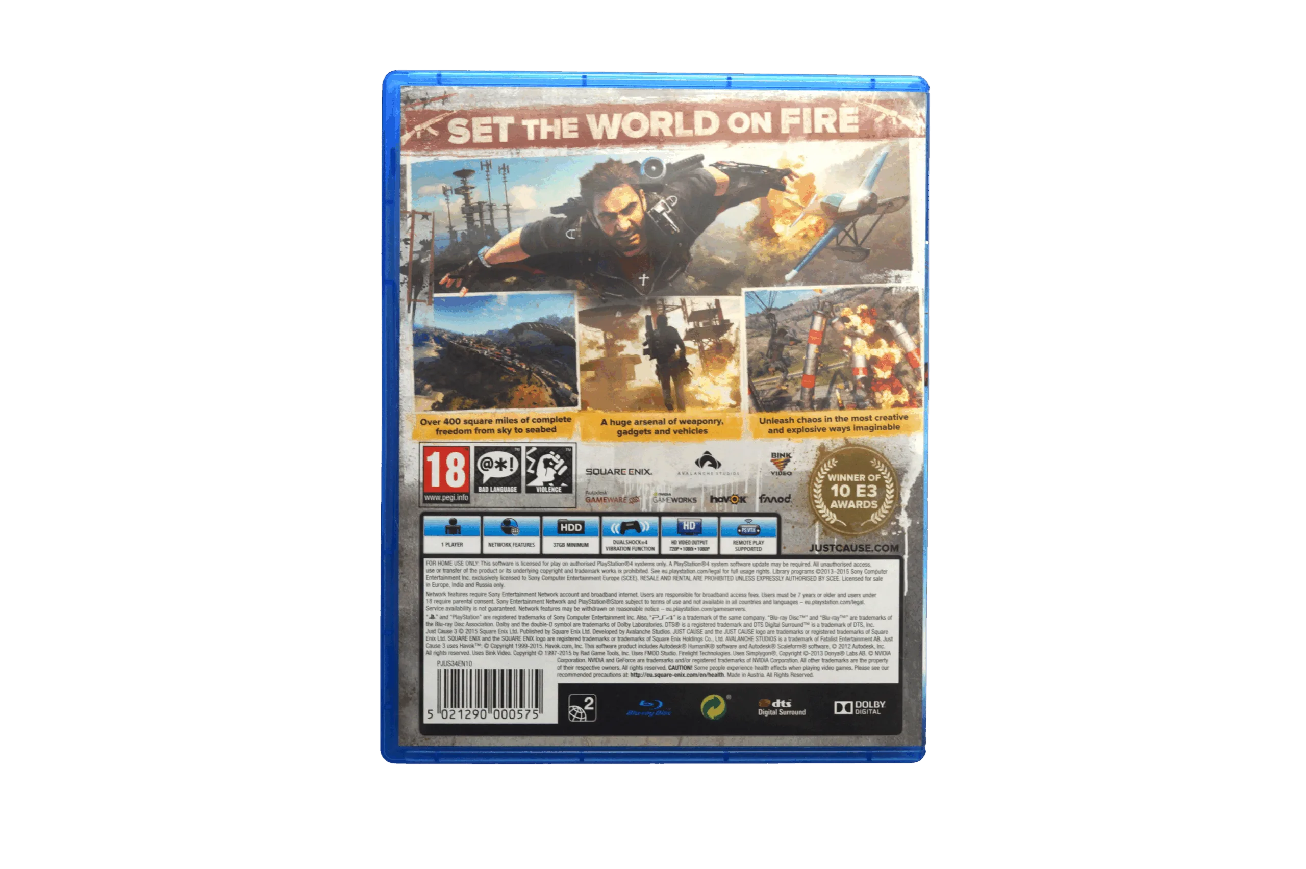 Just Cause 3 – PS4 (Brugt) – Alder: PEGI 18 – PlayStation 4 – Back cover