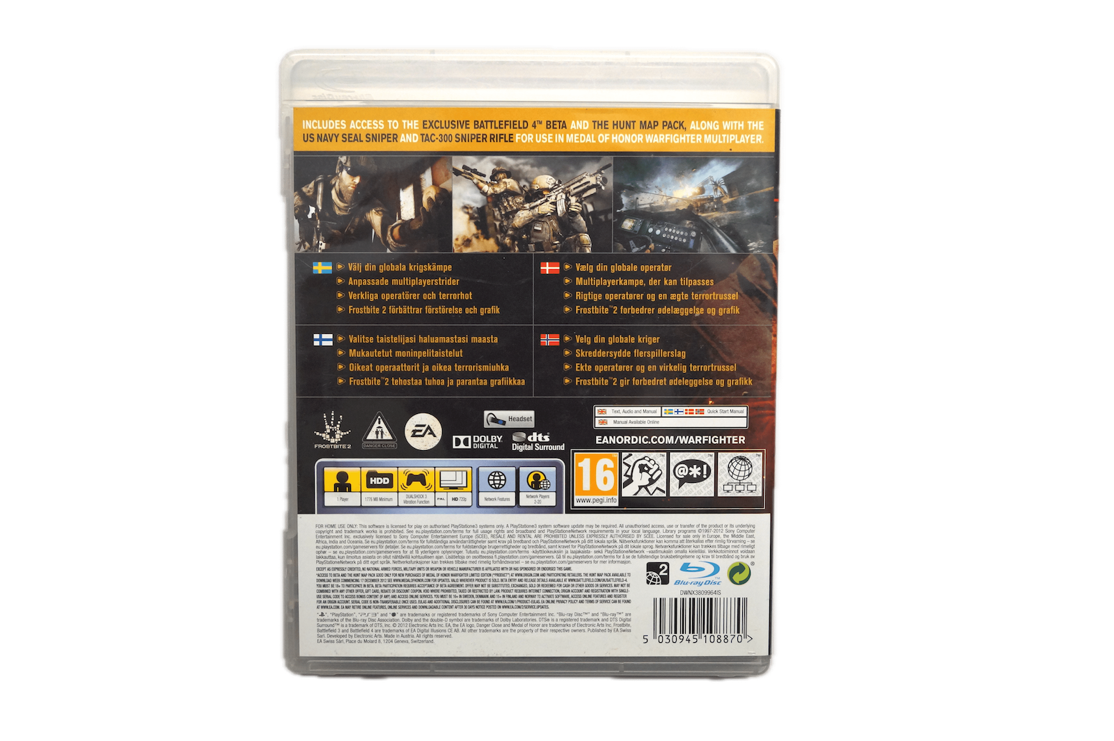 Medal of Honor: Warfighter – Limited Edition – PS3 (Brugt) – Back cover