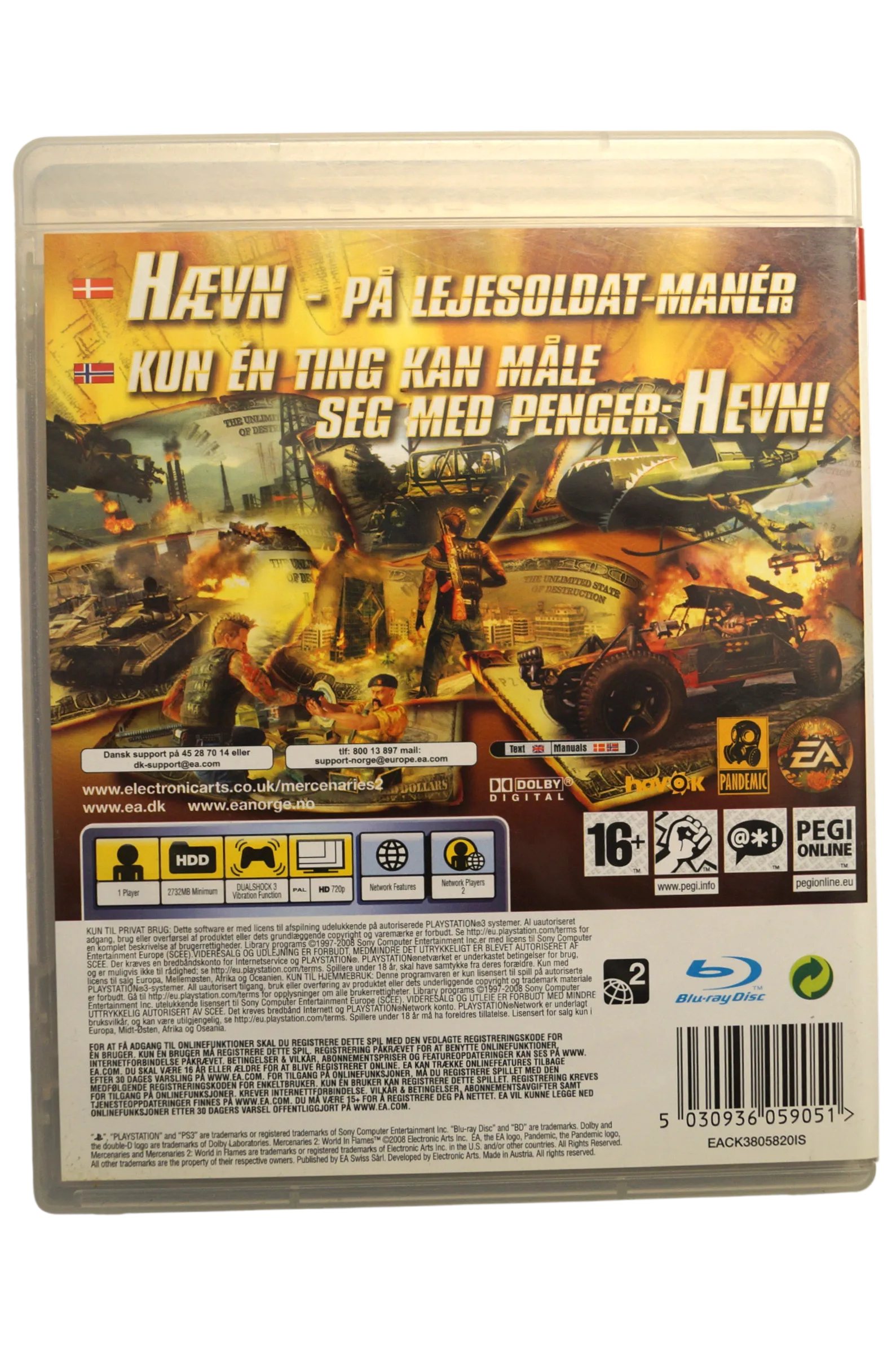 Mercenaries 2: World in Flames – PS3 (Brugt) – Back cover