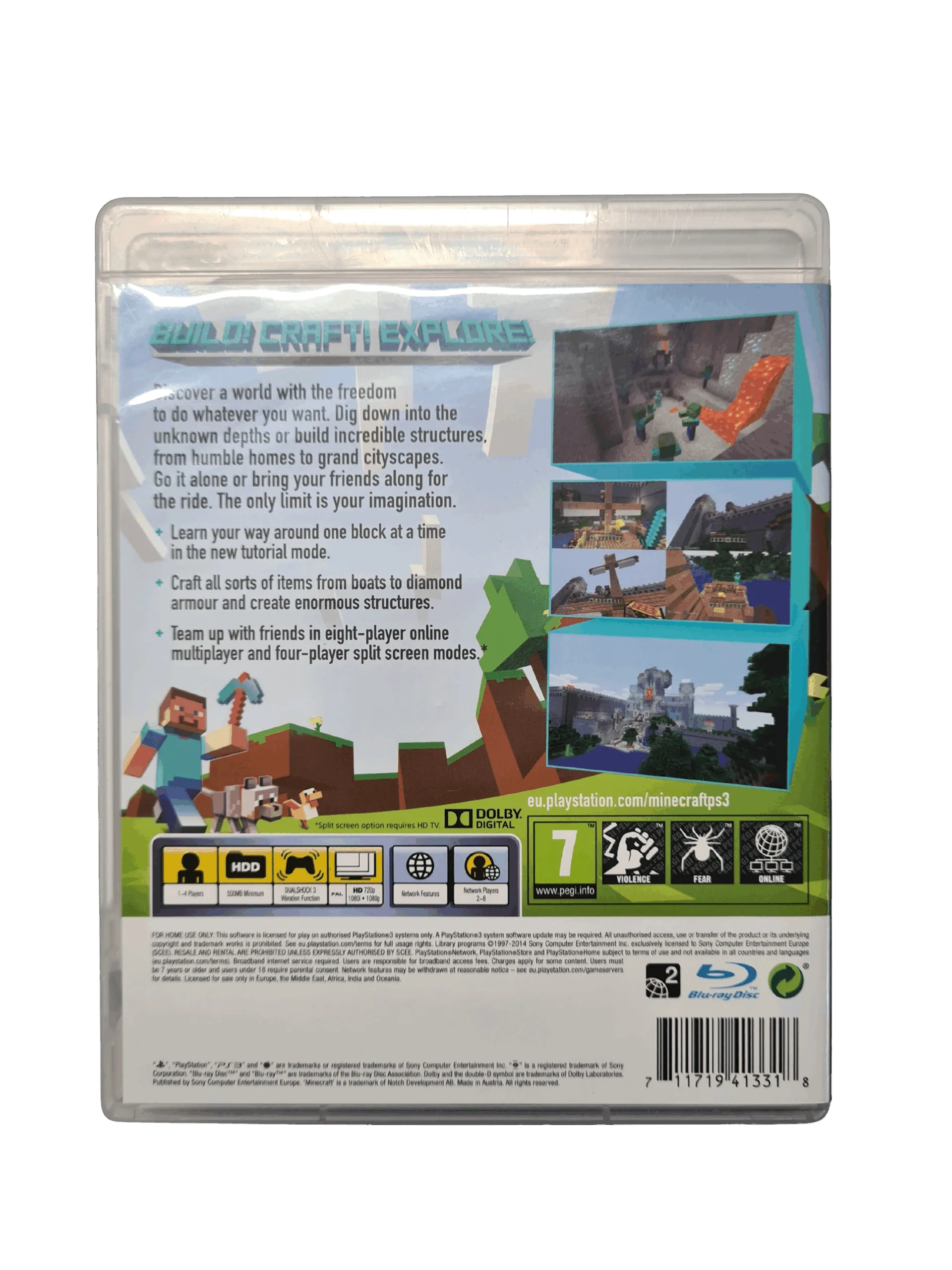 Minecraft Playstation 3 Edition - PS3 (Brugt) – Alder: PEGI 7 – PlayStation 3 – Back cover