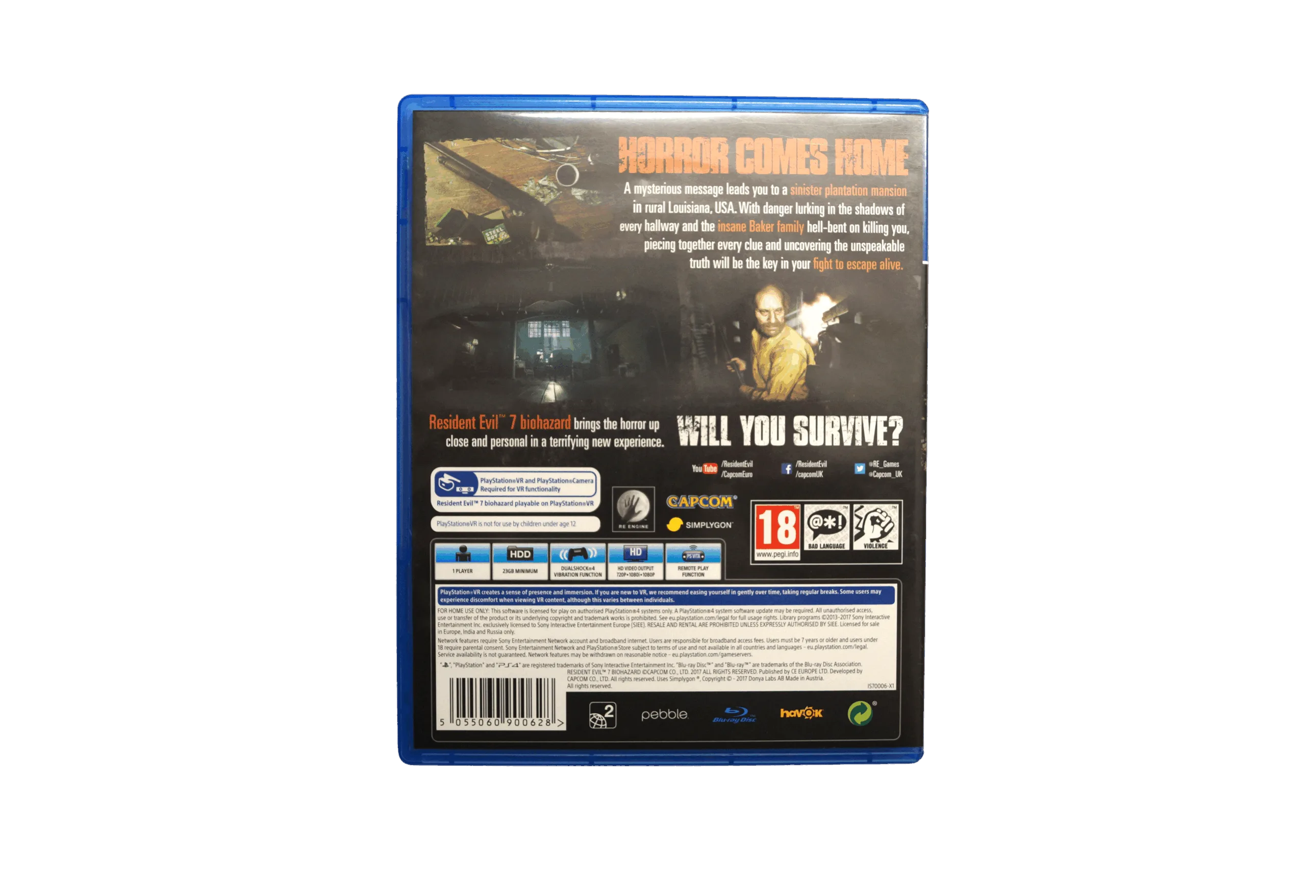 Resident Evil 7: Biohazard – PS4 (Brugt) – Back cover