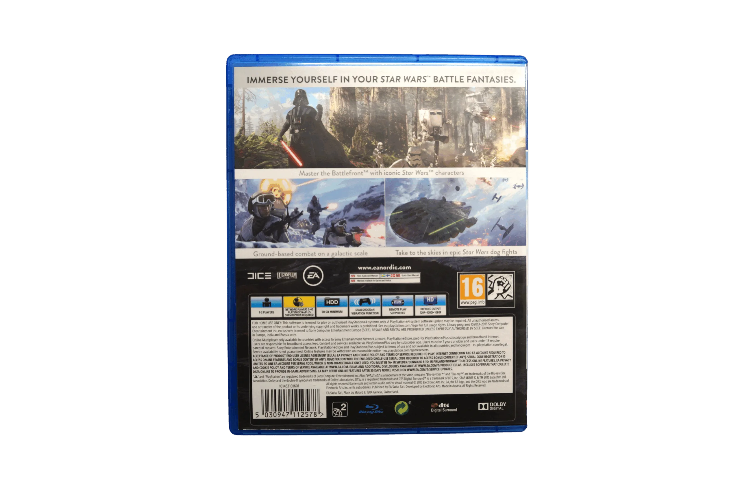 Star Wars Battlefront – PS4 (Brugt) – Alder: PEGI 16 – PlayStation 4 – Back cover