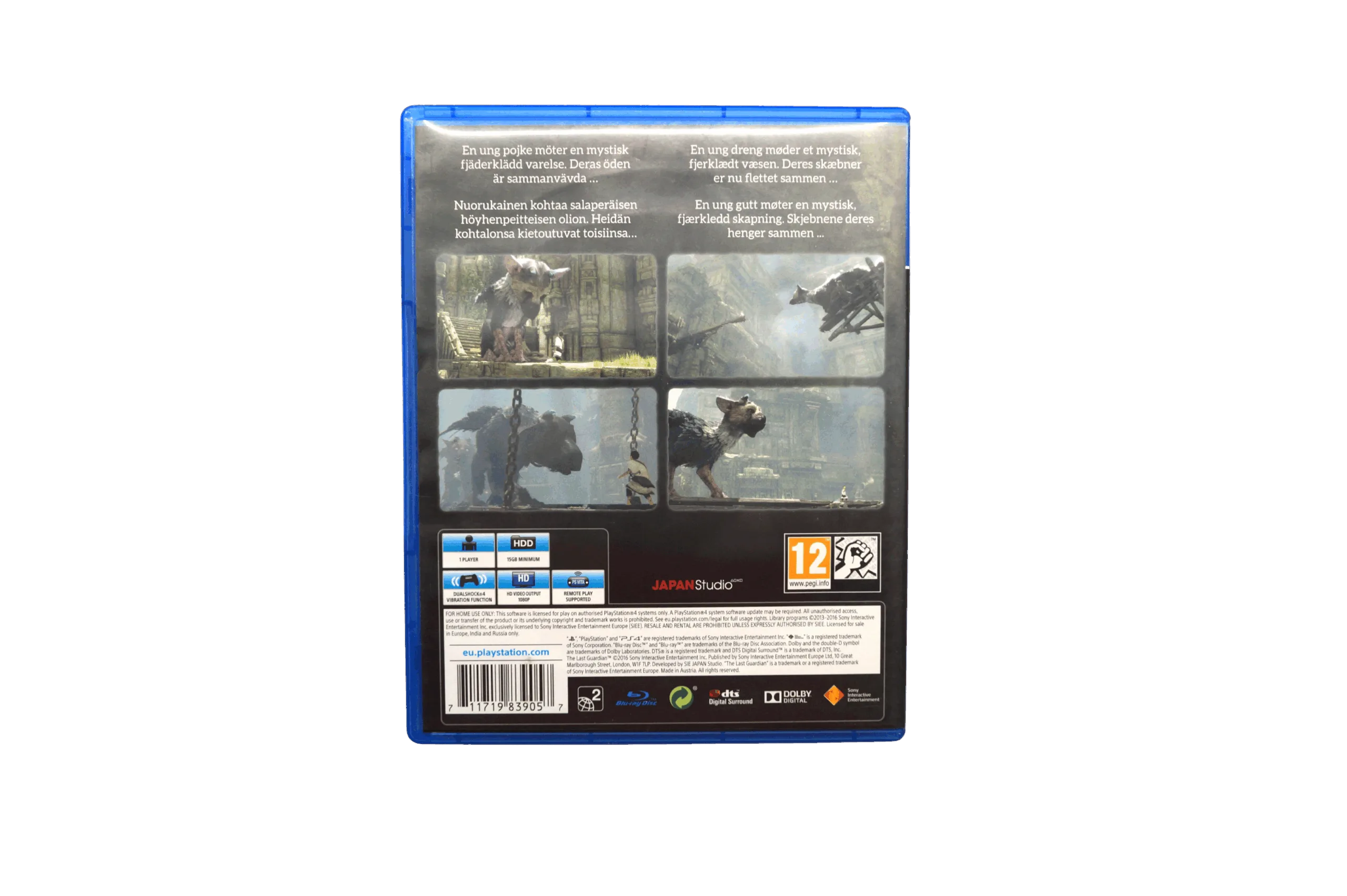 The Last Guardian – PS4 (Brugt) – Alder: PEGI 12 – PlayStation 4 – Back cover