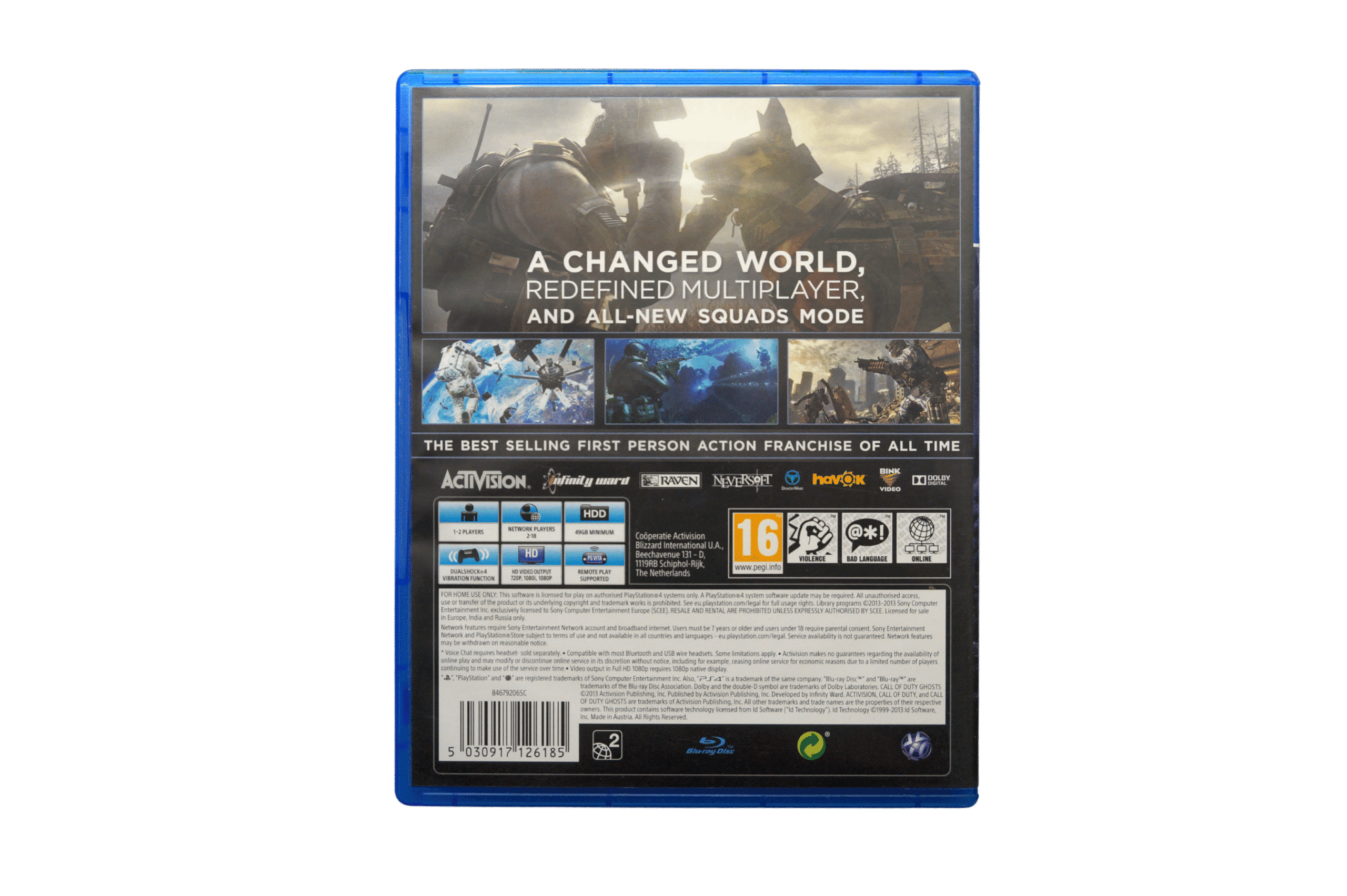 Call of Duty: Ghosts - PS4 (Brugt) – Alder: PEGI 16 – PlayStation 4 – Back cover