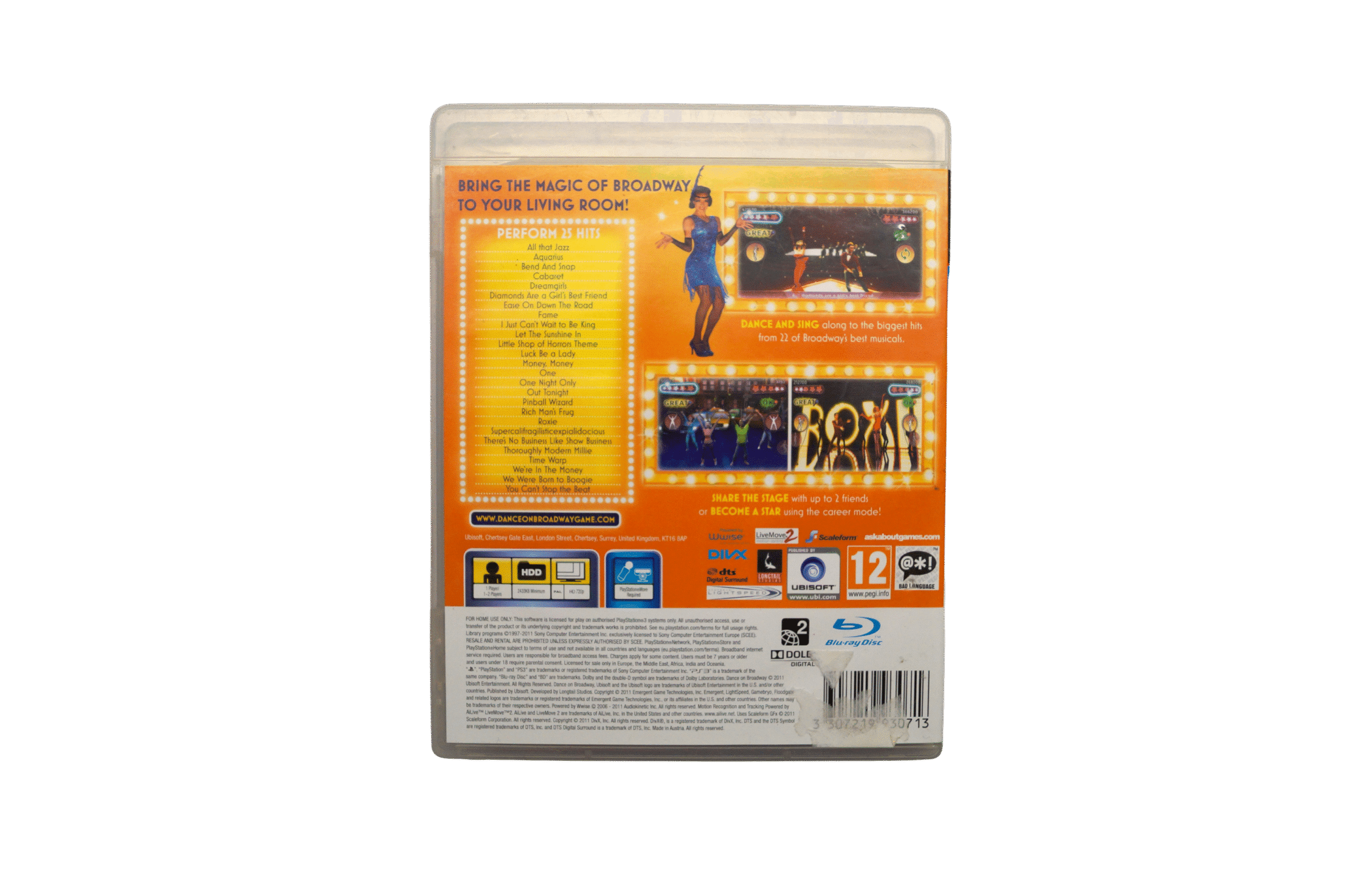 Dance on Broadway – PS3 Move (Brugt) – Alder: PEGI 3 – PlayStation 3 – Back cover