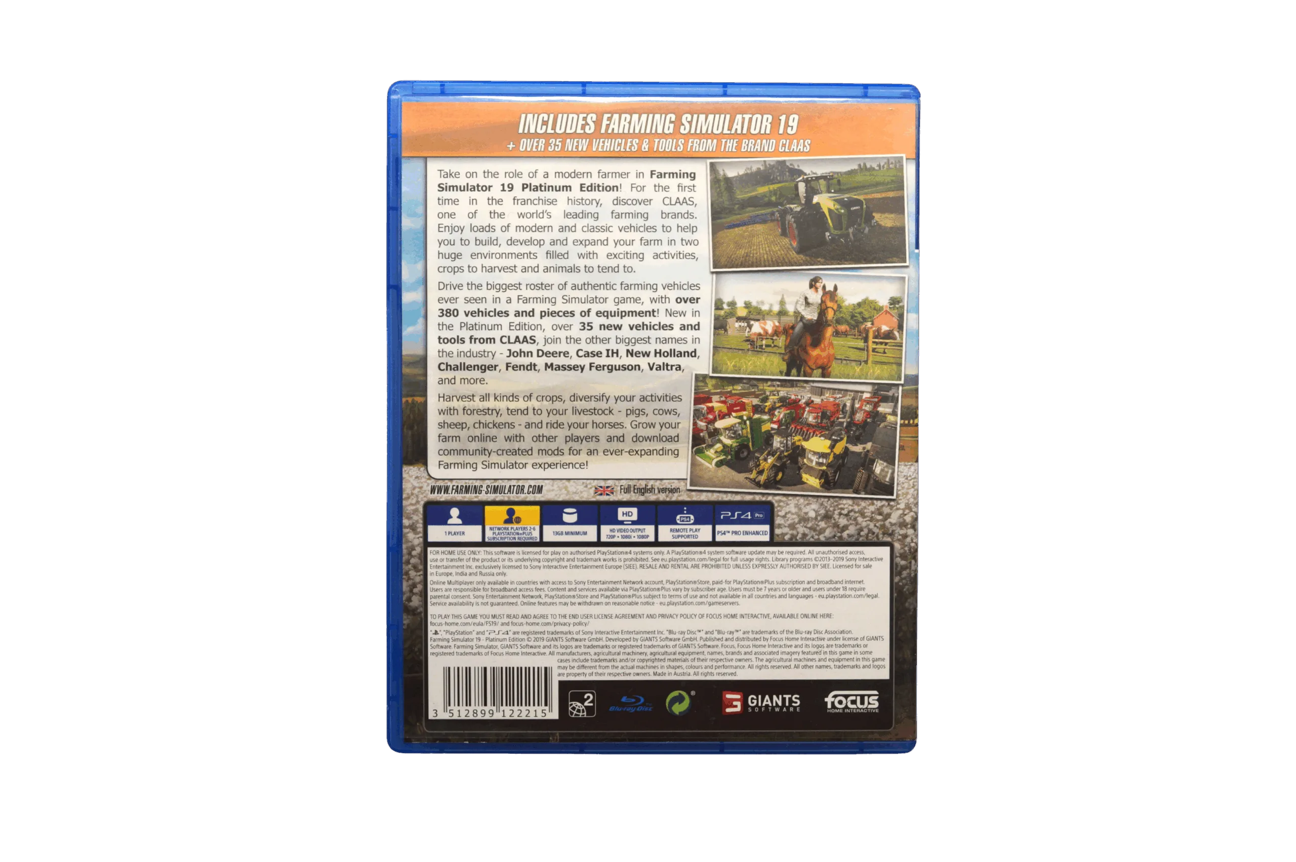 Farming Simulator 19: Platinum Edition – PS4 (Brugt) – Back cover
