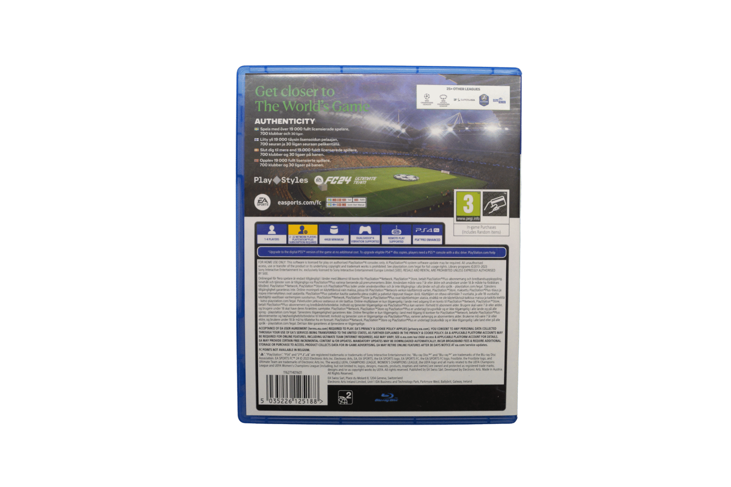 FC 24 – PS4 (Brugt) – Alder: PEGI 3 – PlayStation 4 – Back cover