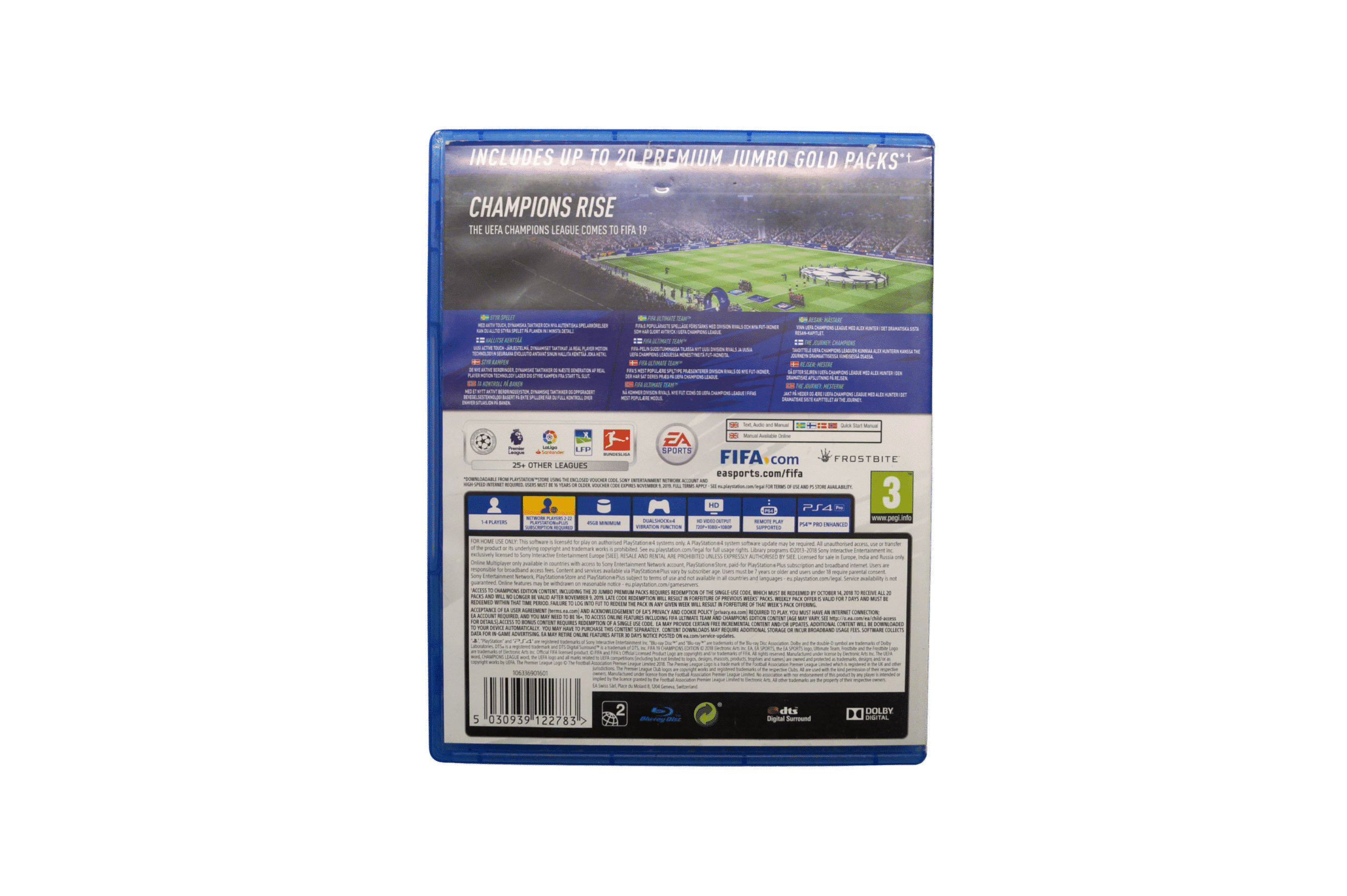 FIFA 19: Champions Edition – PS4 (Brugt) – Alder: PEGI 3 – PlayStation 4 – Back cover