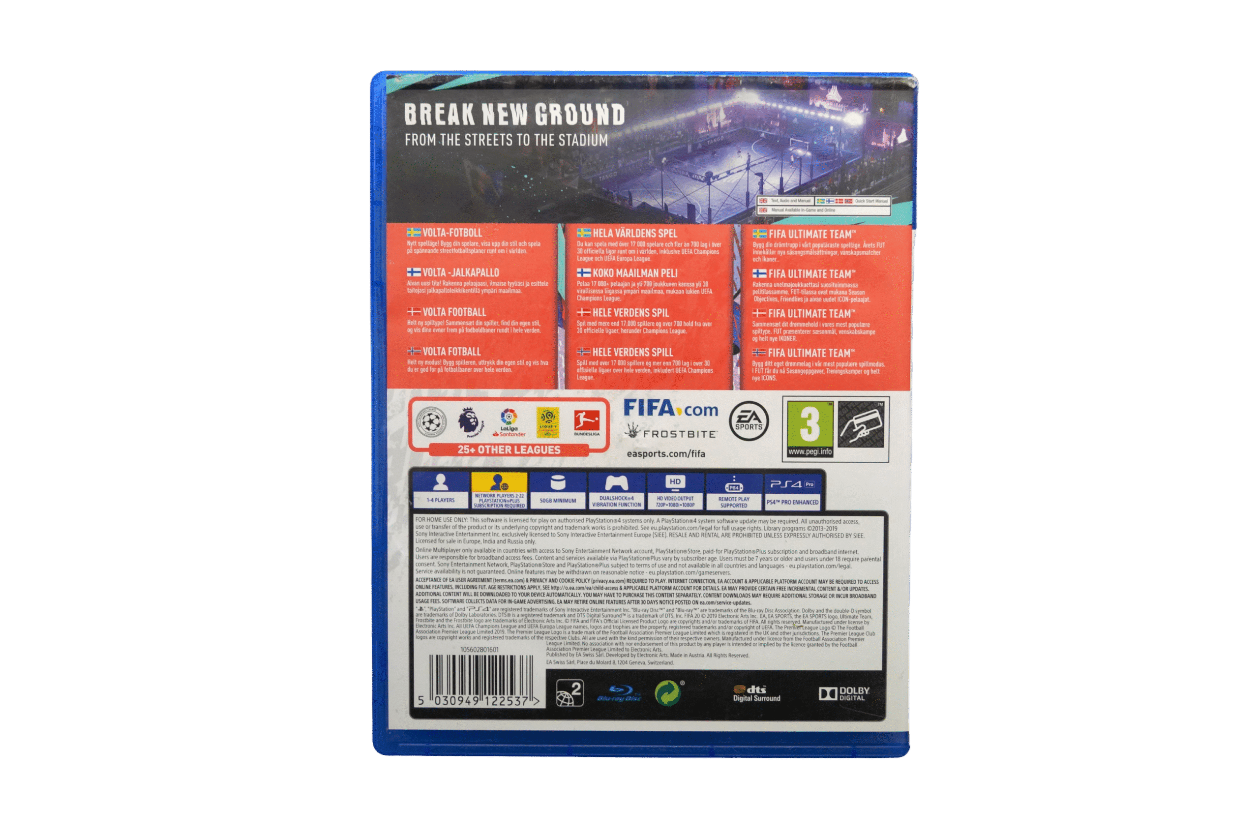 FIFA 20 – PS4 (Brugt) – Alder: PEGI 3 – PlayStation 4 – Back cover