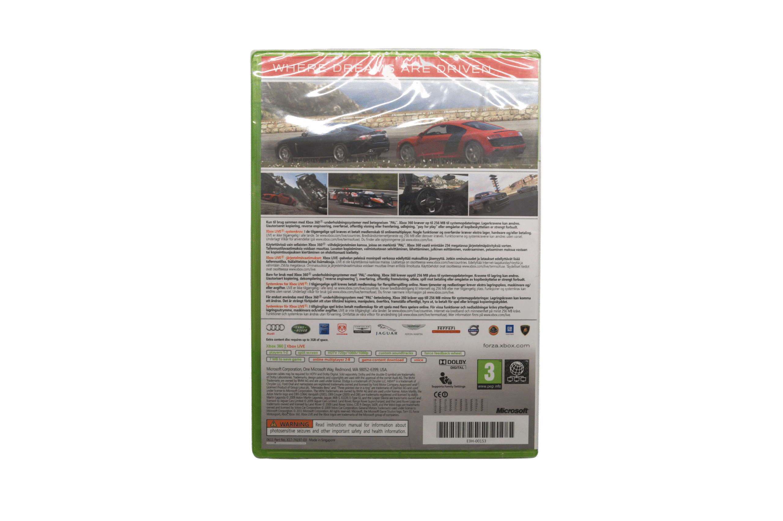 Forza Motorsport 3 - Xbox 360 (NY) – Back cover