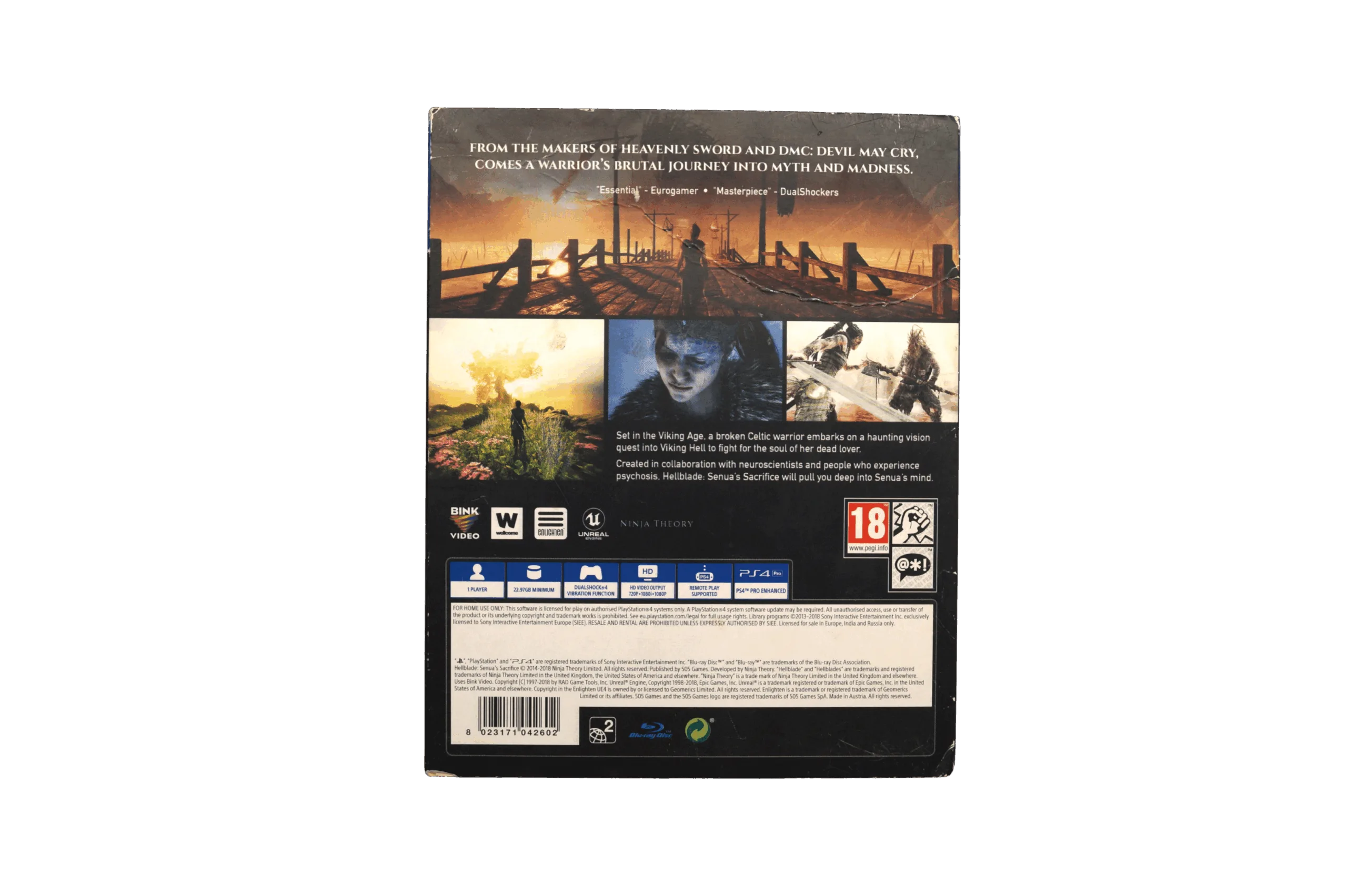 Hellblade: Senua’s Sacrifice – PS4 (Brugt) – Back cover