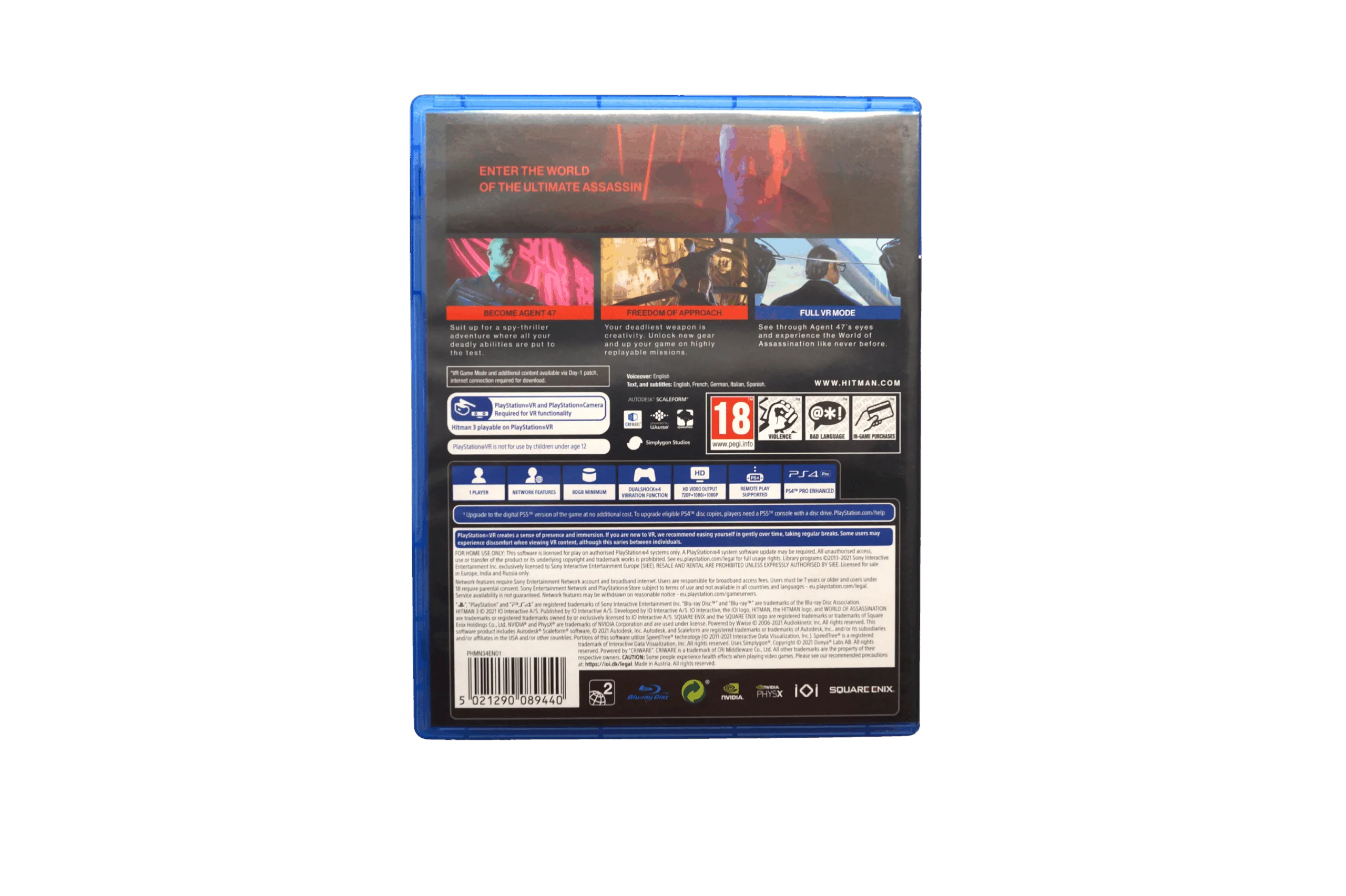 Hitman III – PS4 (Brugt) – Alder: PEGI 18 – PlayStation 4 – Back cover