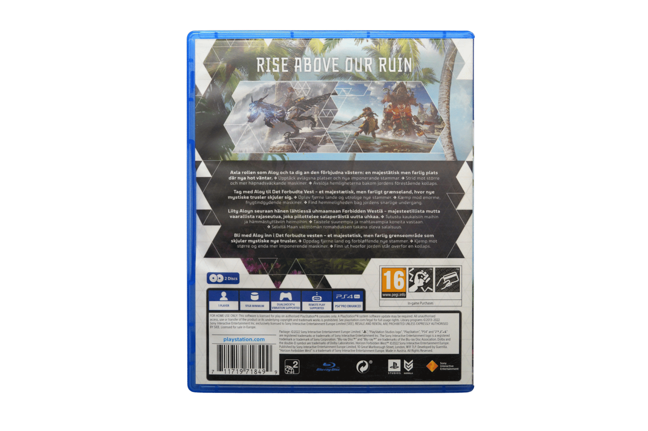 Horizon Forbidden West - PS4 (Brugt) – Alder: PEGI 16 – PlayStation 4 – Back cover