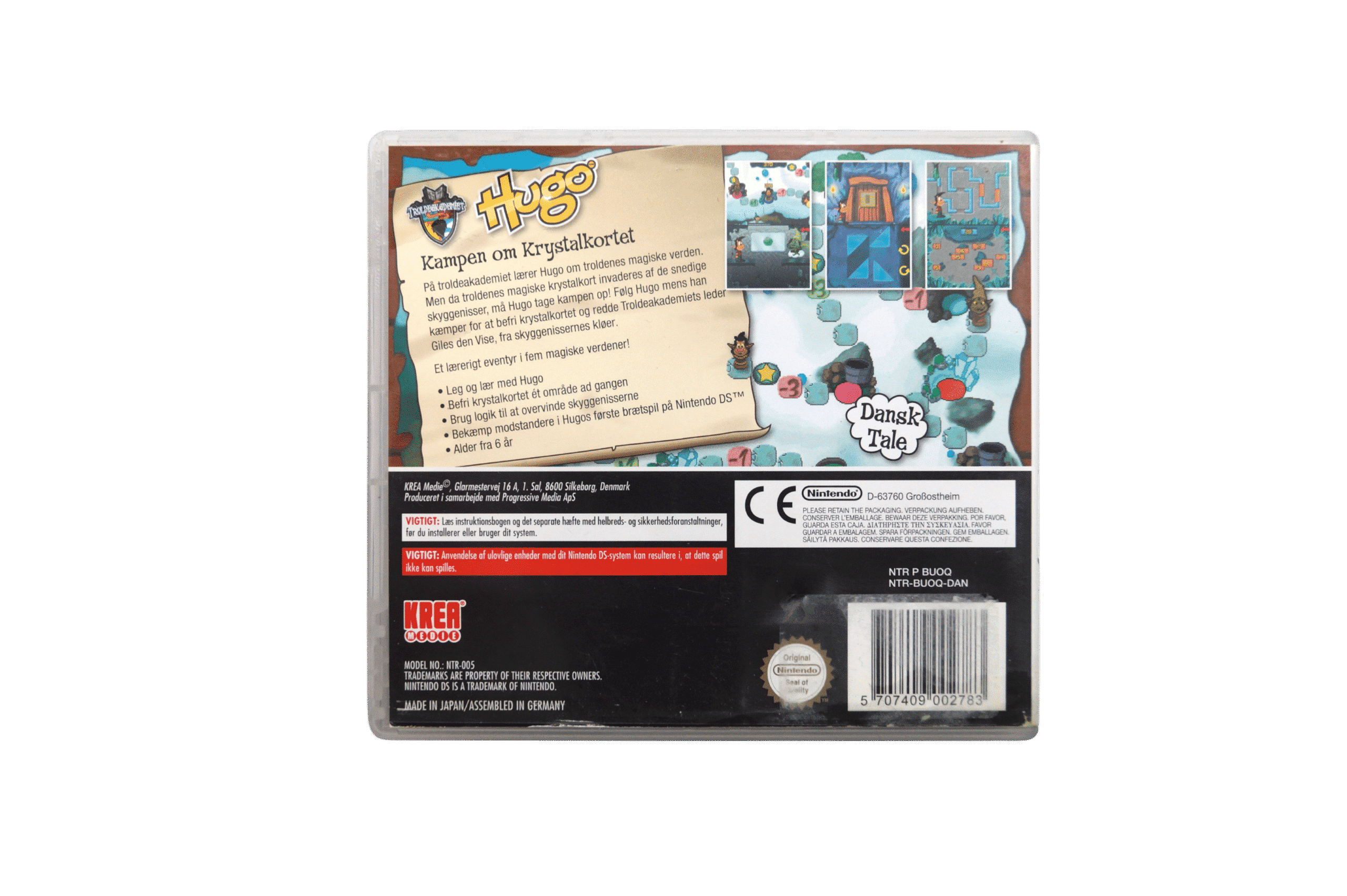 Hugo: Kampen om Krystalkortet – Nintendo DS (Brugt) – Alder: PEGI 3 – Nintendo DS – Back cover