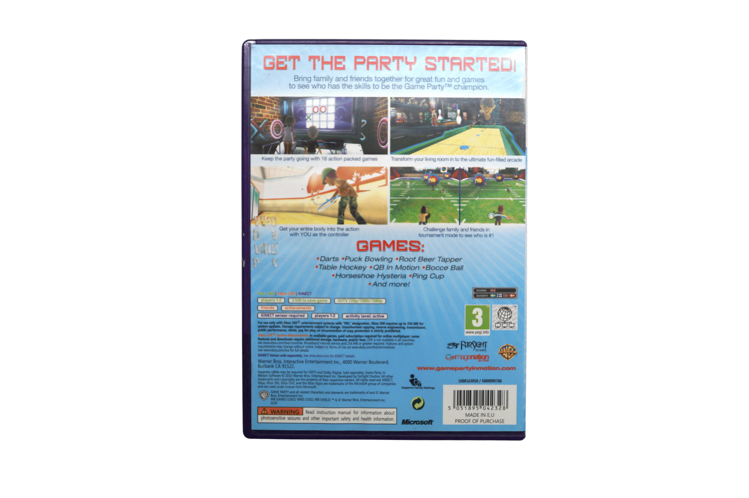 Kinect Game Party: In Motion - Xbox 360 (Brugt) – Alder: PEGI 3 – Xbox 360 – Back cover