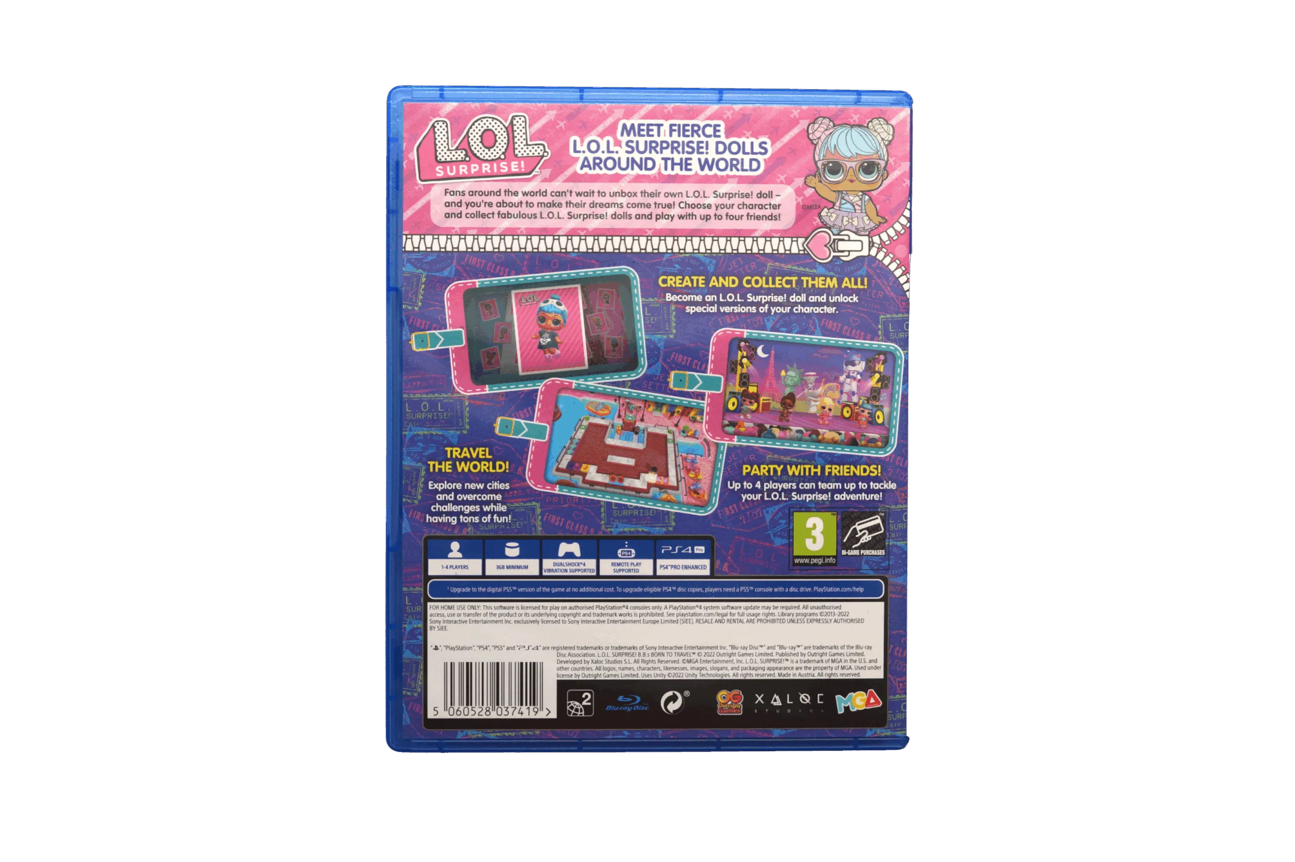 L.O.L. Surprise! Born to Travel – PS4 (Brugt) – Alder: PEGI 3 – PlayStation 4 – Back cover