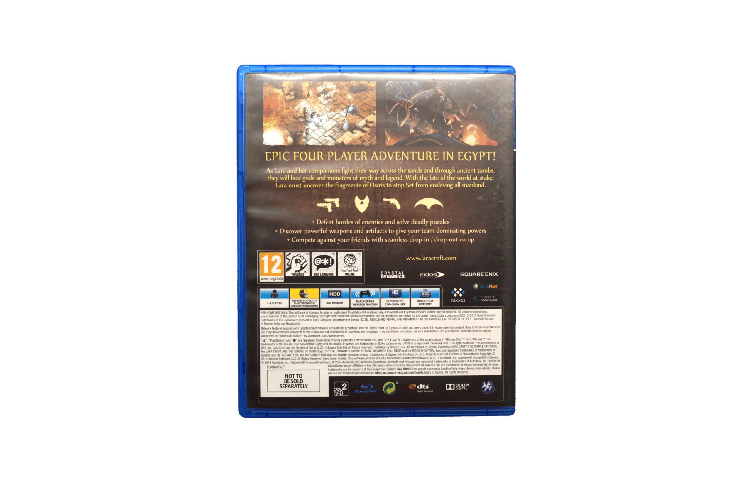 Lara Croft and the Temple of Osiris – PS4 (Brugt) – Alder: PEGI 12 – PlayStation 4 – Back cover
