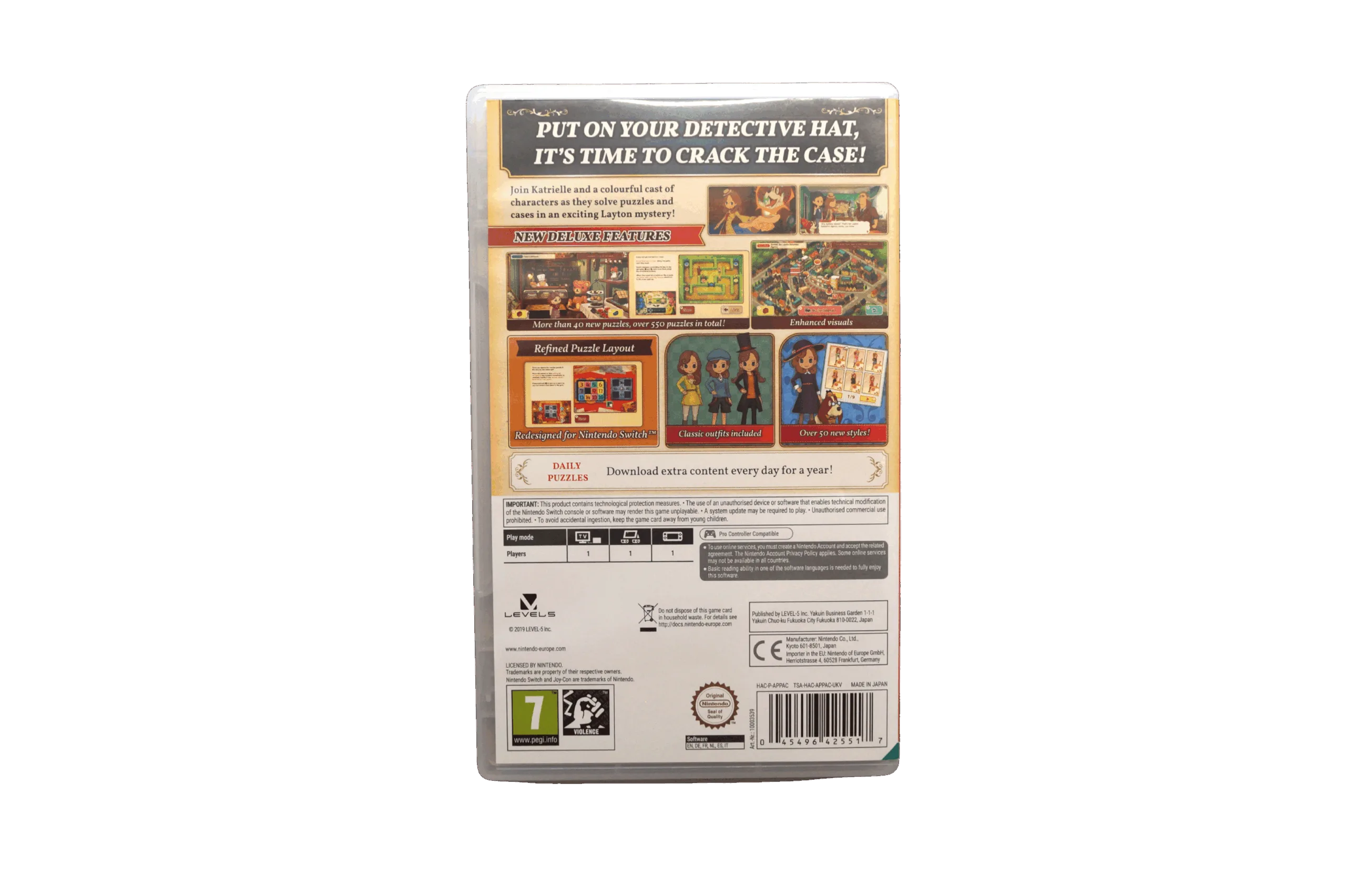 Layton’s Mystery Journey: Katrielle and the Millionaires’ Conspiracy – Deluxe Edition – Nintendo Switch (Brugt) – Alder: PEGI 7 – Nintendo Switch – Back cover