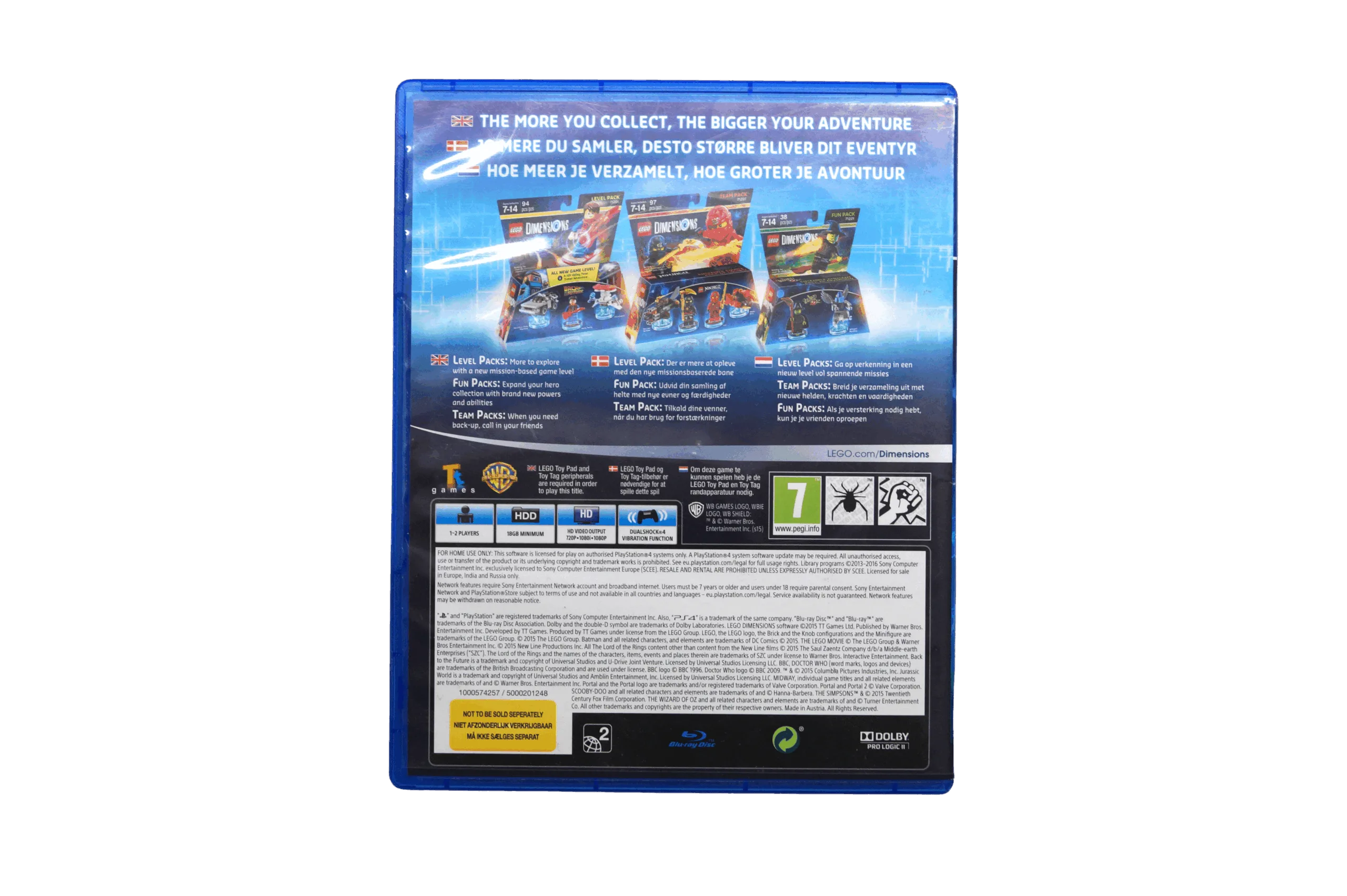 LEGO Dimensions – PS4 (Brugt) – Alder: PEGI 7 – PlayStation 4 – Back cover