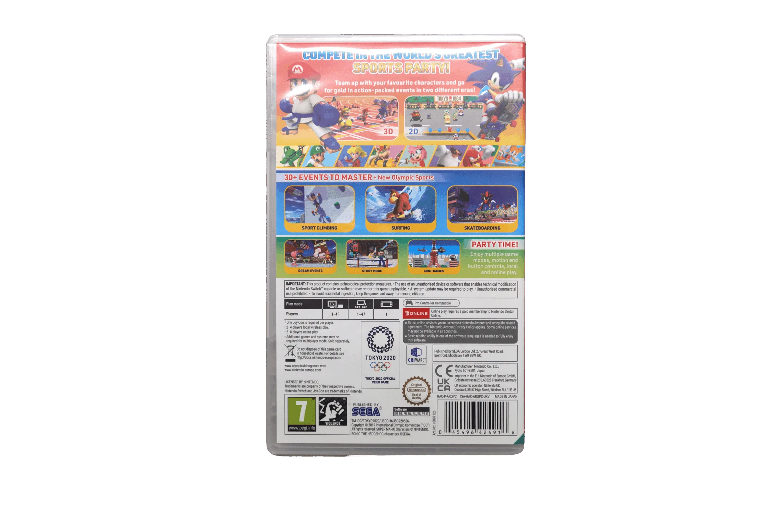 Mario & Sonic at the Olympic Games Tokyo 2020 – Nintendo Switch (Brugt) – Alder: PEGI 7 – Nintendo Switch – Back cover