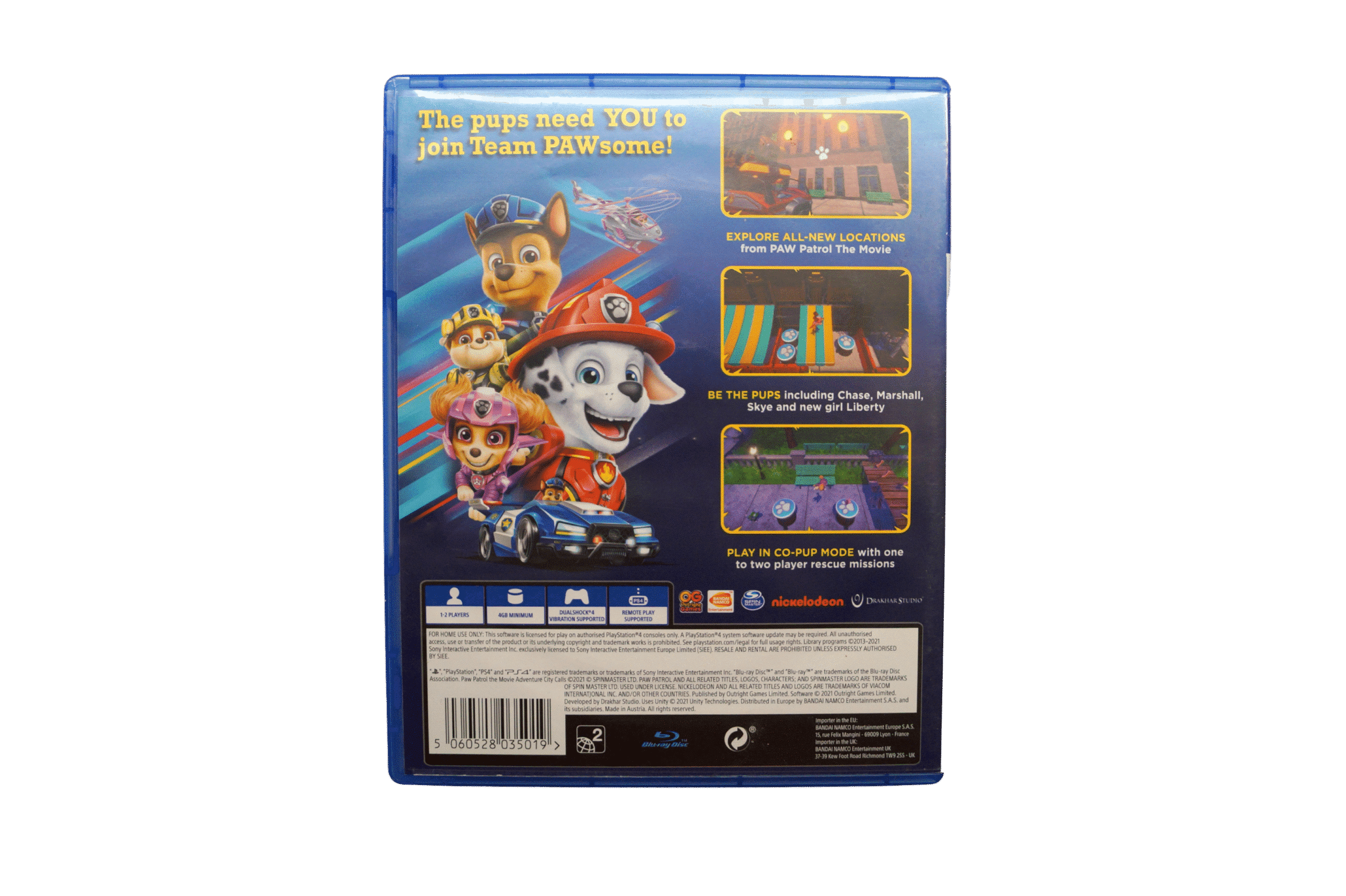 Paw Patrol: Adventure City Calls – PS4 (Brugt) – Alder: PEGI 3 – PlayStation 4 – Back cover