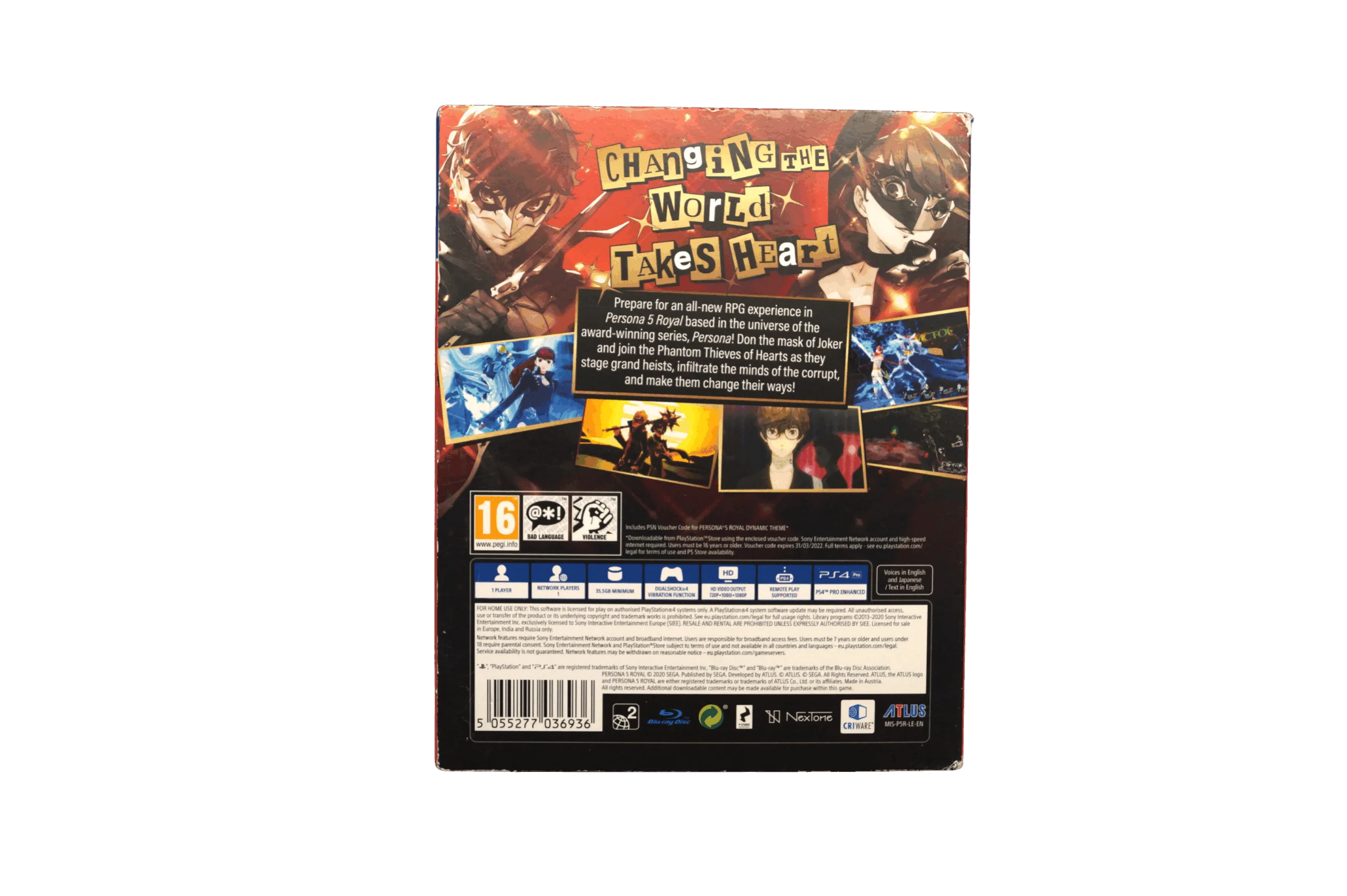 Persona 5 Royal Steelbook Edition – PS4 (Brugt) – Alder: PEGI 16 – PlayStation 4 – Back cover