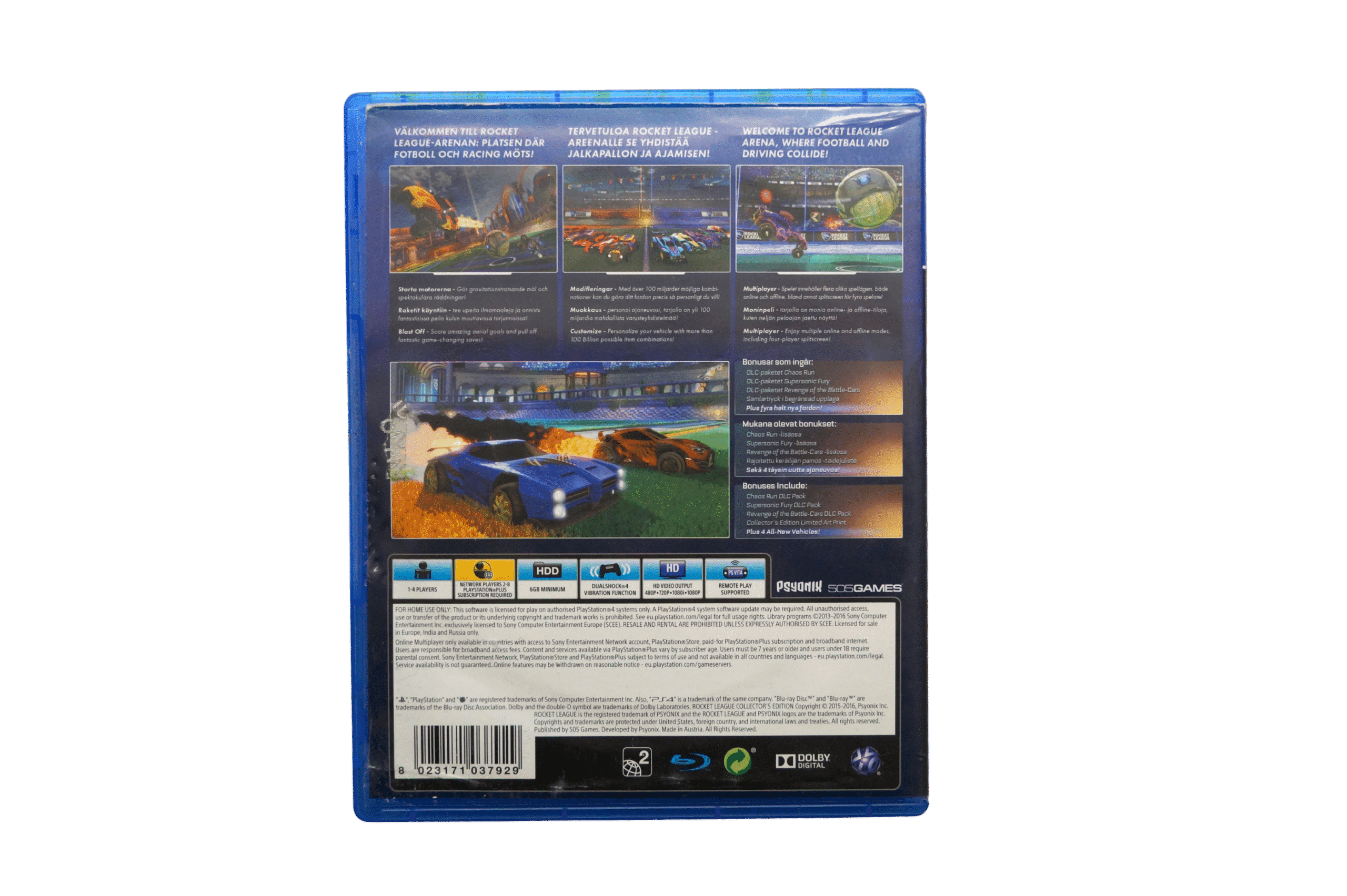Rocket League Collector's Edition – PS4 (Brugt) – Alder: PEGI 3 – PlayStation 4 – Back cover