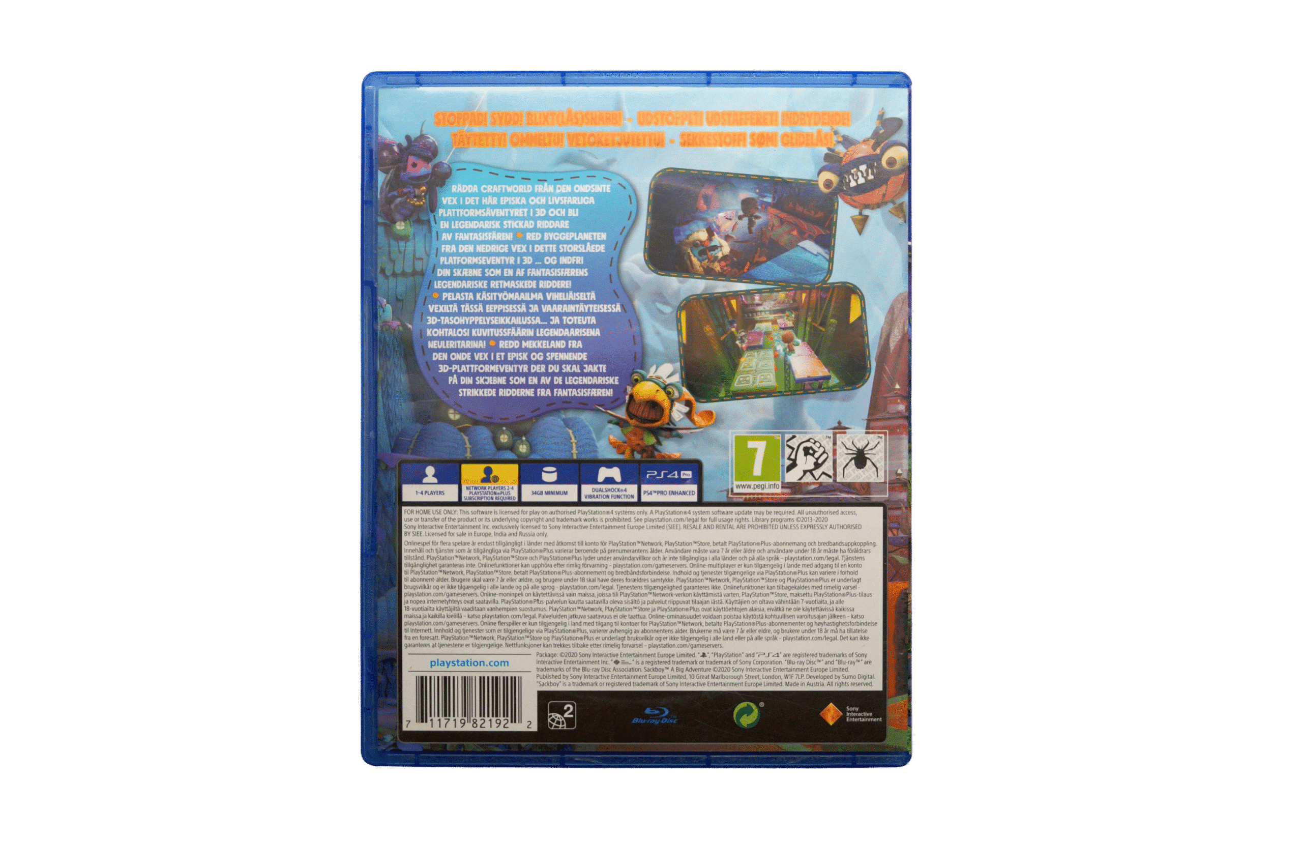 Sackboy: A Big Adventure – PS4 (Brugt) – Alder: PEGI 7 – PlayStation 4 – Back cover