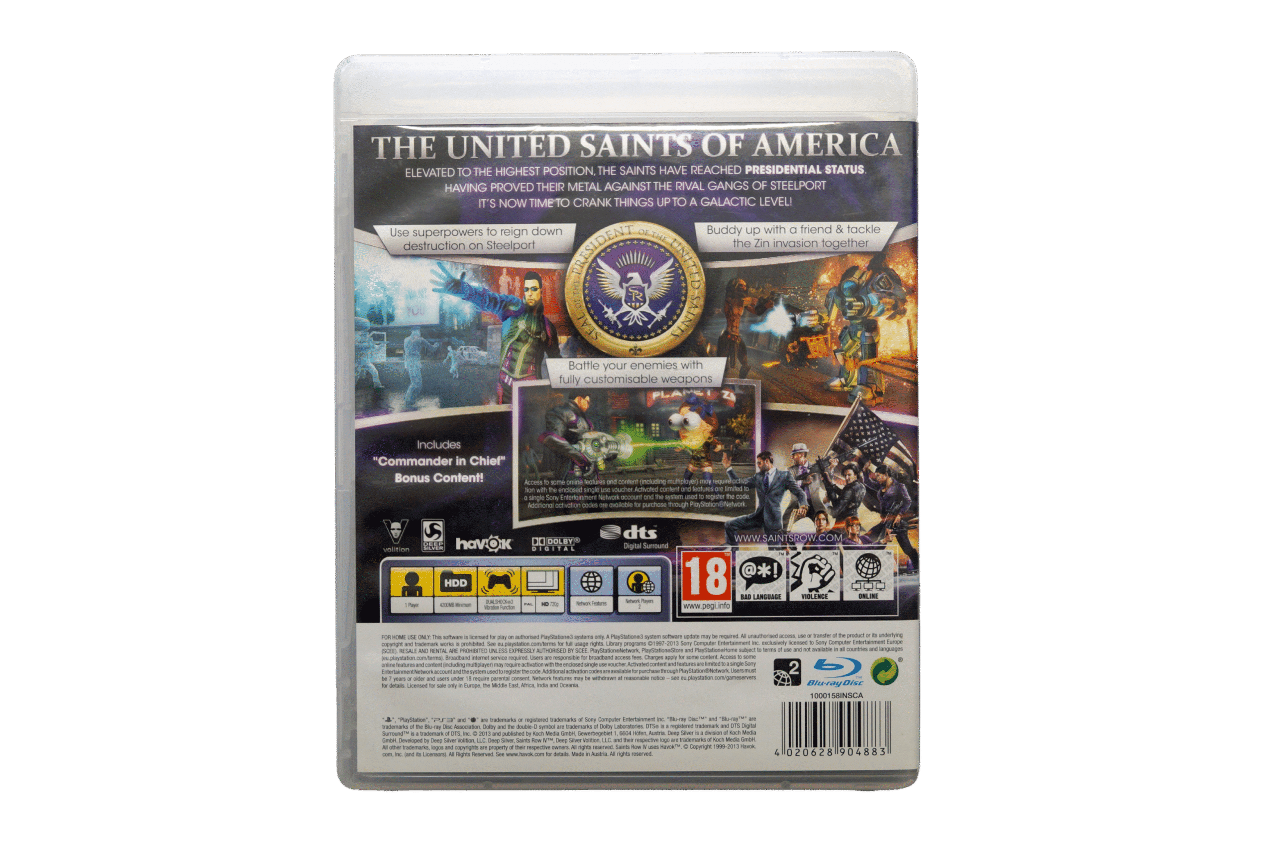 Saints Row IV: Commander-in-Chief Edition - PS3 (Brugt) – Alder: PEGI 18 – PlayStation 3 – Back cover